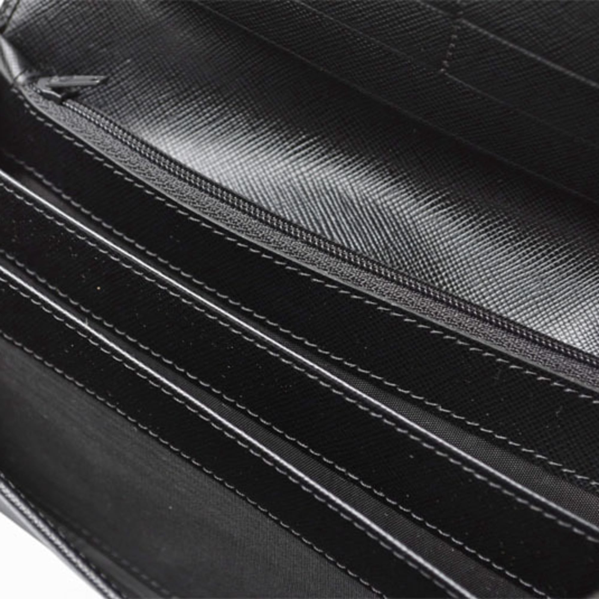 Prada Saffiano Black Nero Leather Long Wallet (Bi-Fold) (Pre-Owned)