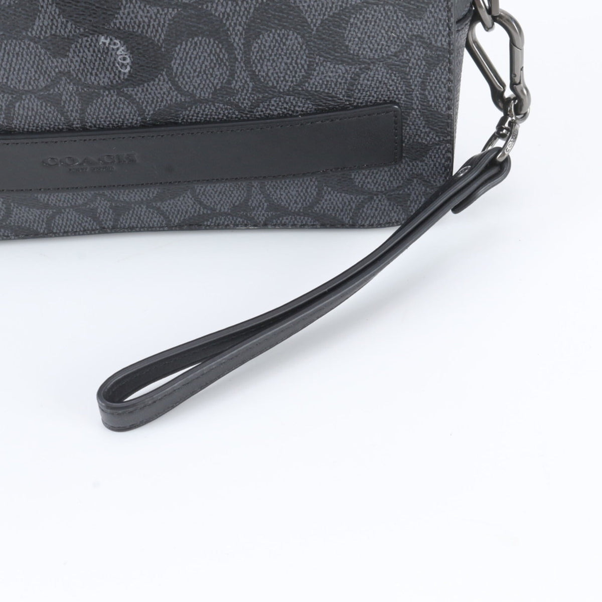 Coach Black Leather Coated Canvas Clutch Bag Pouch (Pre-Owned)