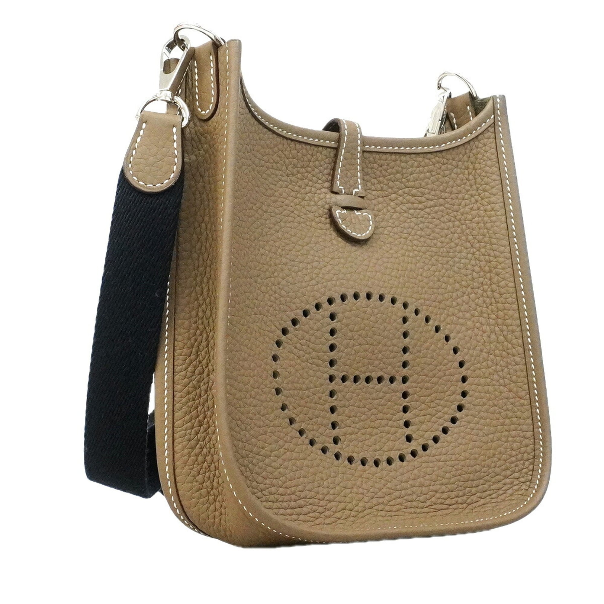 Hermes Etoupe Gray Taurillon Clemence Leather Shoulder Bag (Pre-Owned)