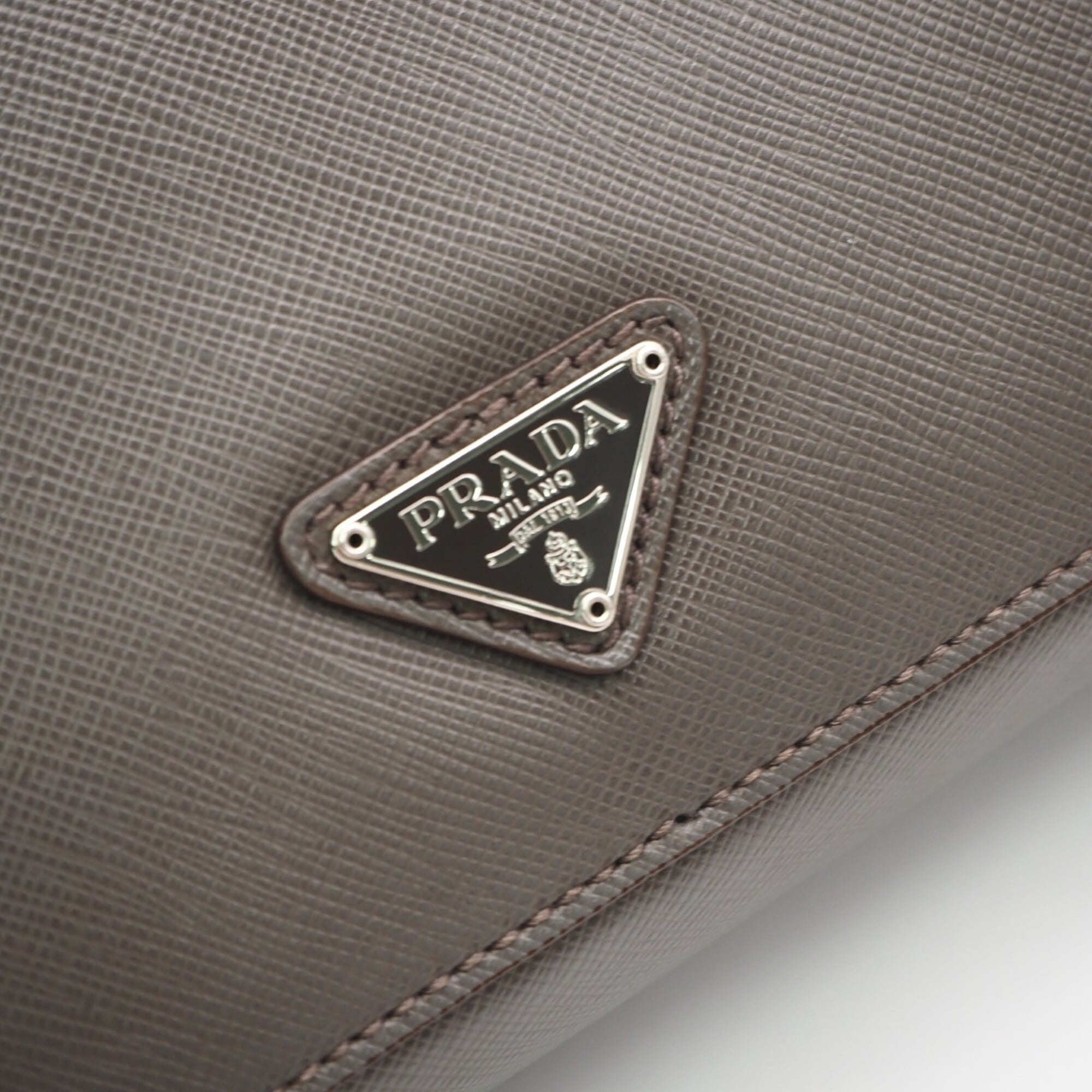 Prada Saffiano Grayish Saffiano Clutch Bag (Pre-Owned)