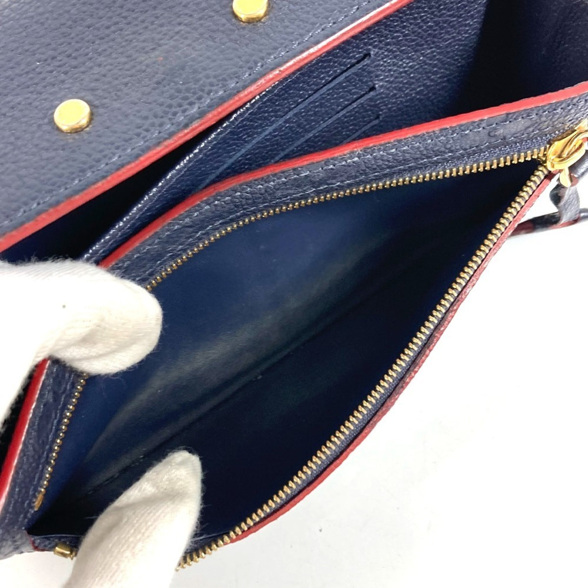 Louis Vuitton Galle Marine Rouge Navy Red Color Monogram Empreinte Long Bill Wallet (Bi-Fold) (Pre-Owned)