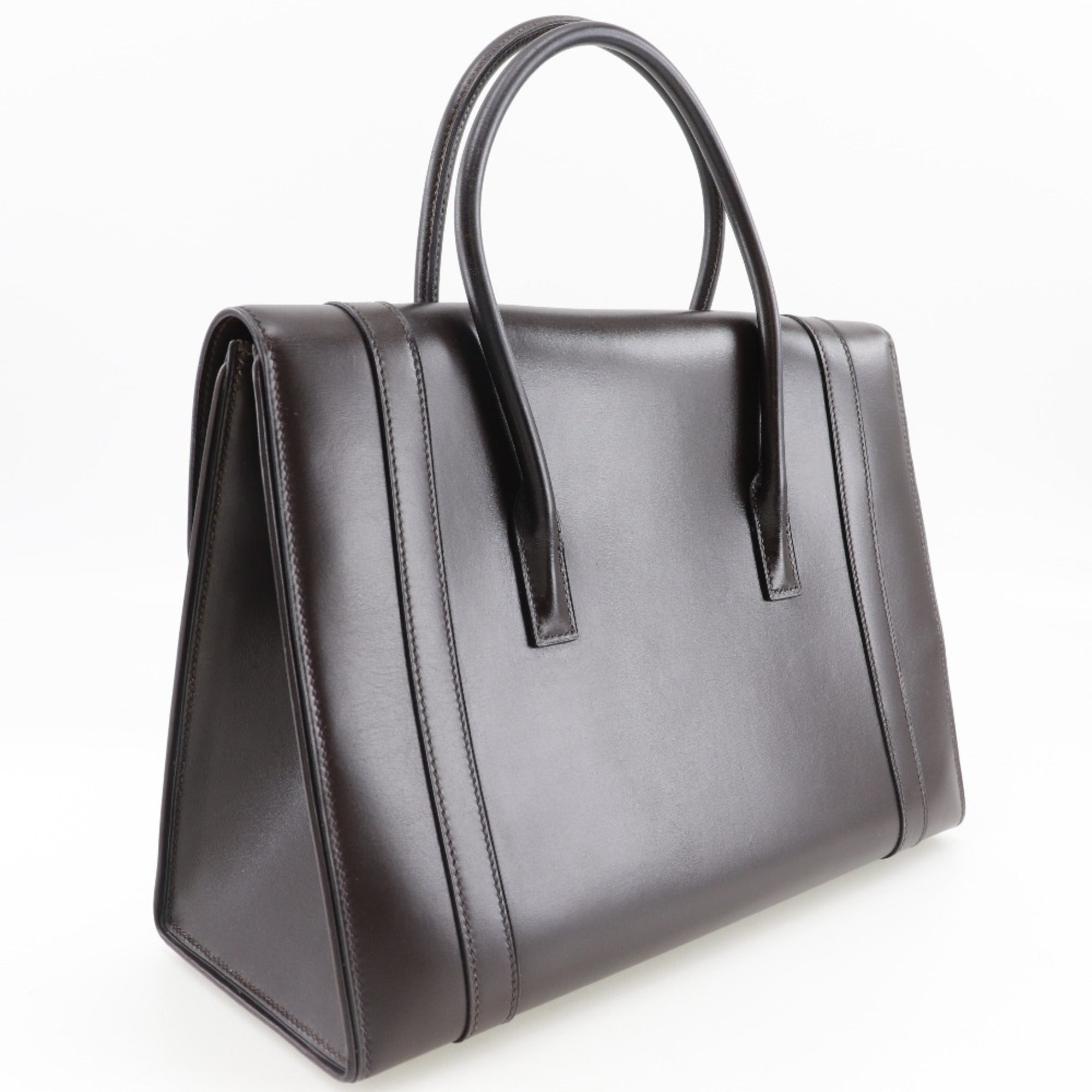 Hermes Drag Brown Box Calf Leather Handbag (Pre-Owned)
