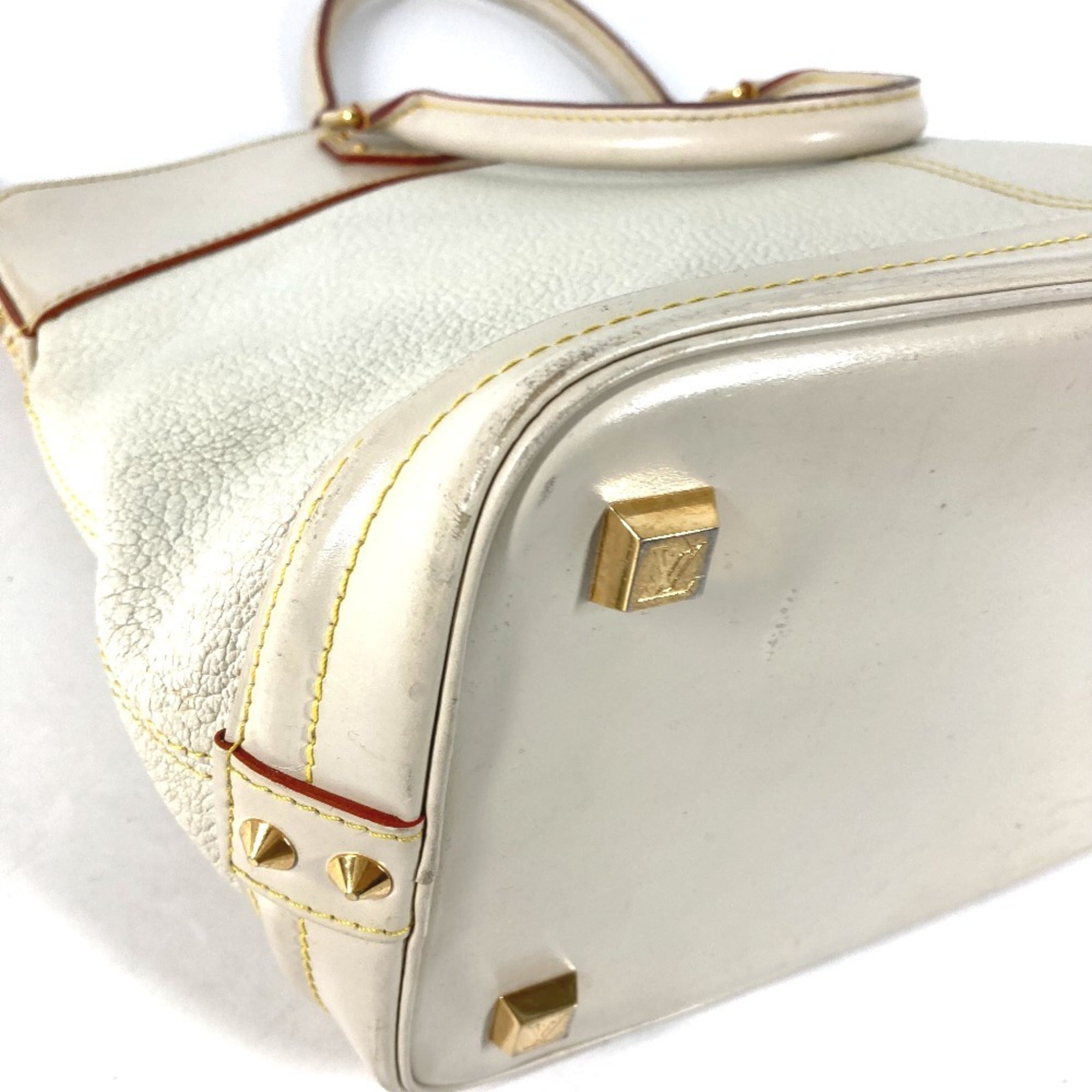 Louis Vuitton Galle White Yellow Suhali Leather Handbag Tote Bag (Pre-Owned)