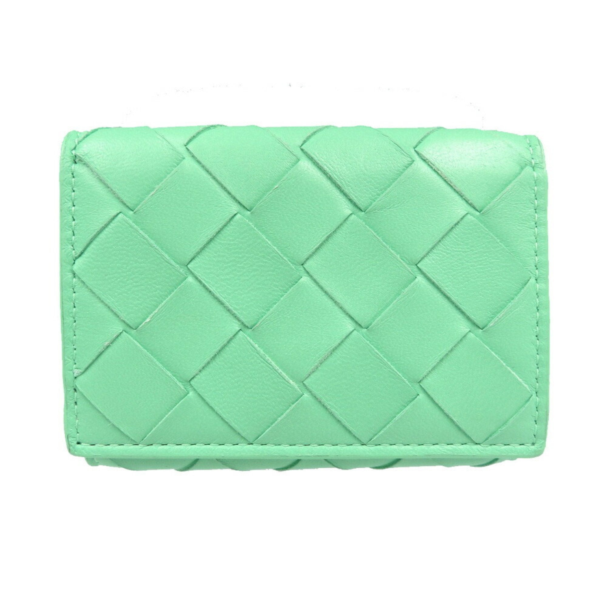 Bottega Veneta Green Leather Wallet (Tri-Fold) (Pre-Owned)