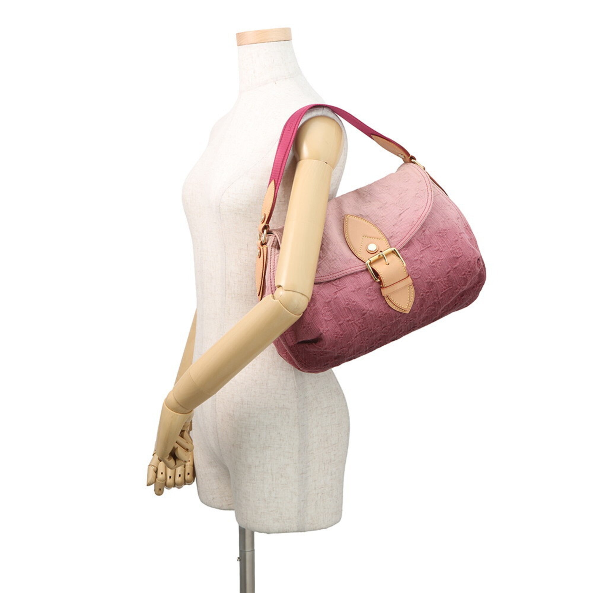 Louis Vuitton Pink Purple Monogram Denim Shoulder Bag (Pre-Owned)