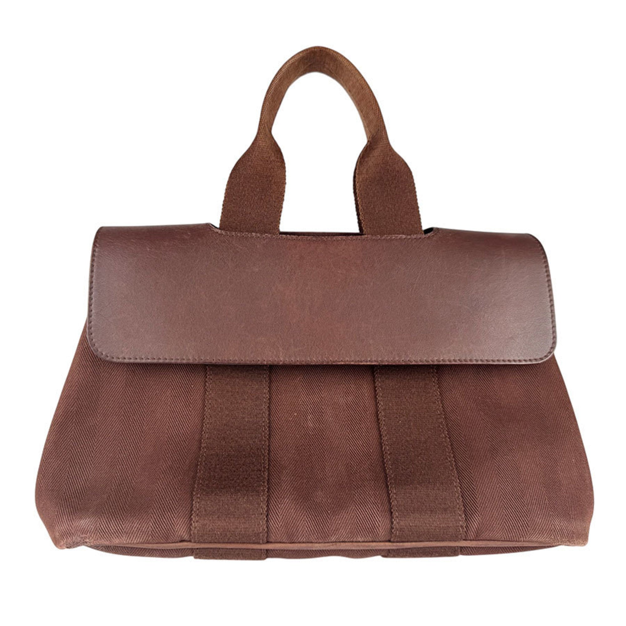 Hermes Brown Cotton Leather Handbag (Pre-Owned)