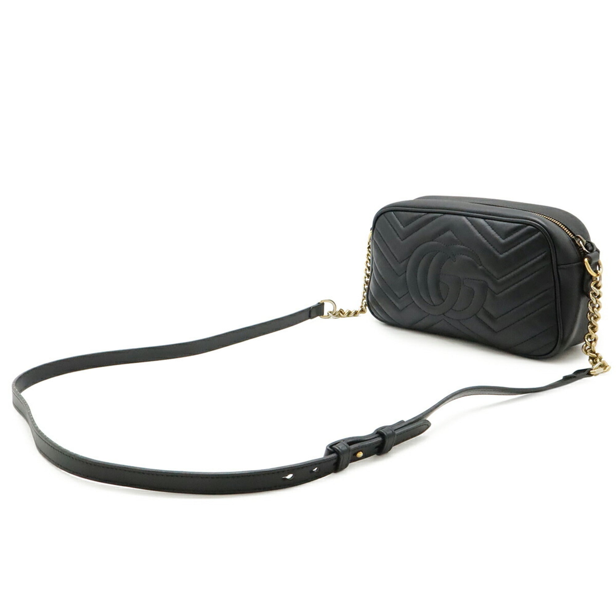 Gucci Gg Marmont Black Leather Shoulder Bag (Pre-Owned)