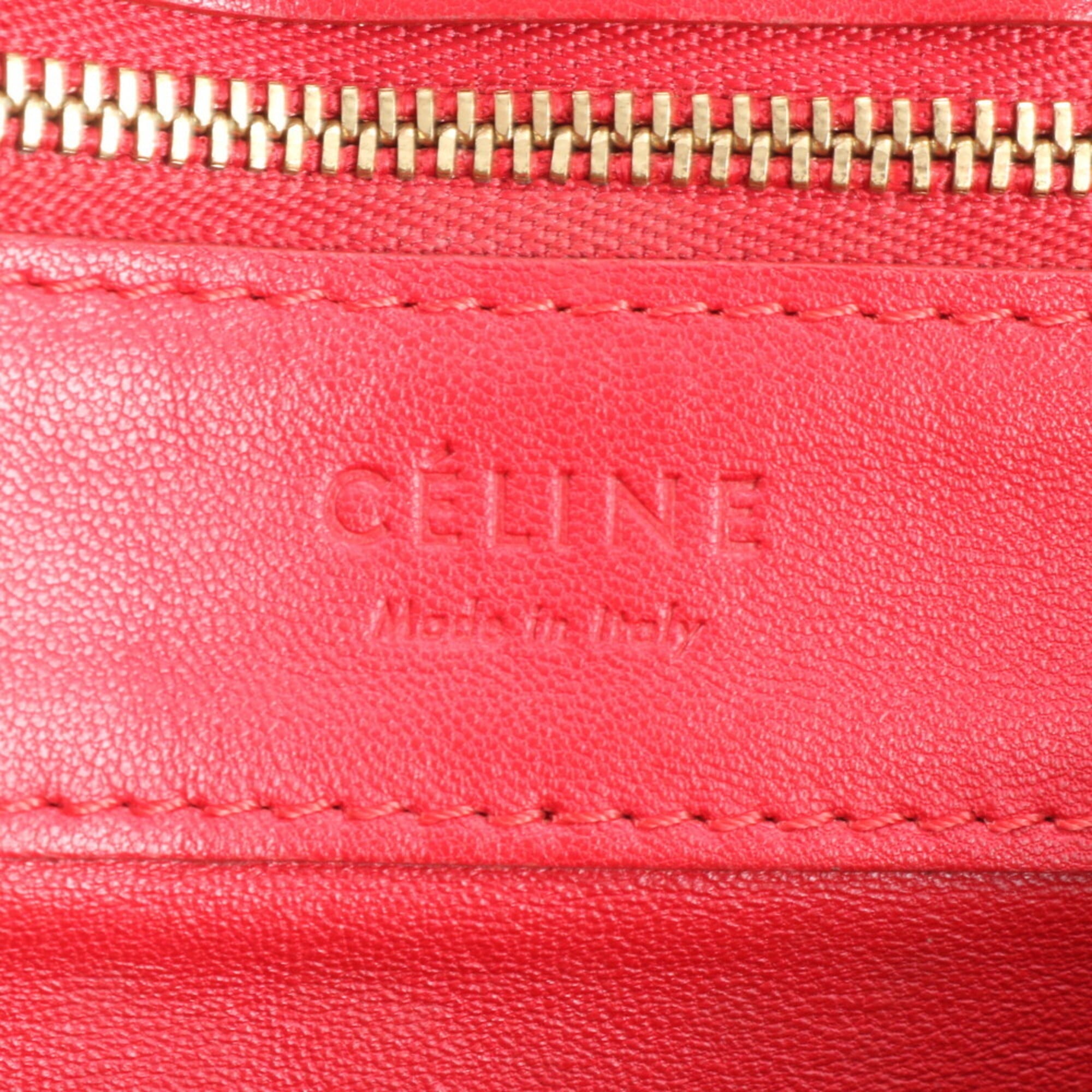 Celine Cabas Red Color Leather Handbag Tote Bag (Pre-Owned)