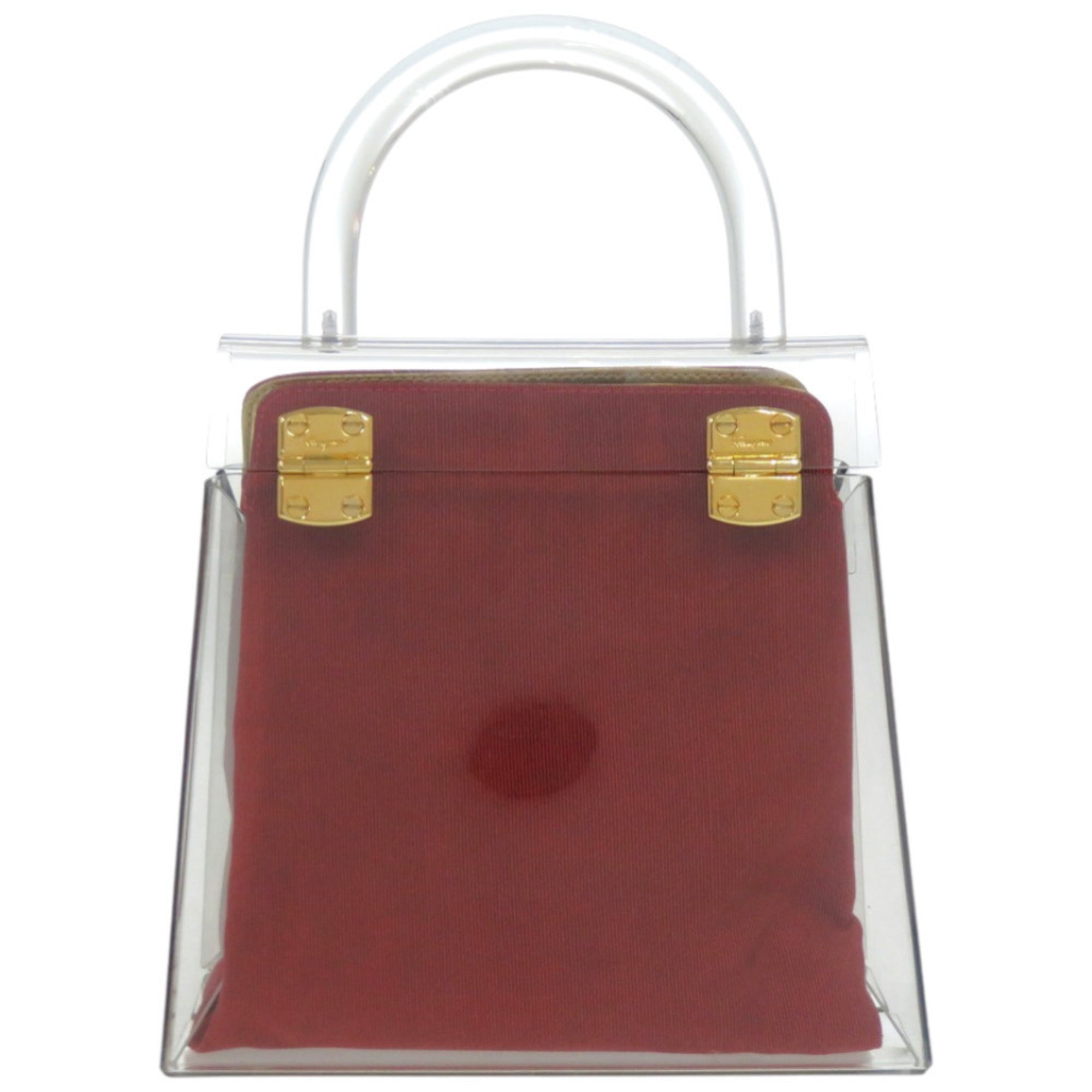 Salvatore Ferragamo Clear Gold Red Color Acrylic Metal Handbag (Pre-Owned)