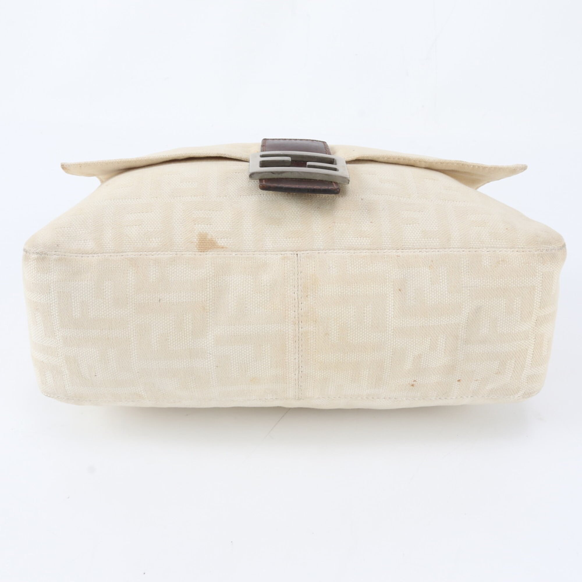 Fendi Beige Brown Leather Canvas Handbag Shoulder Bag (Pre-Owned)