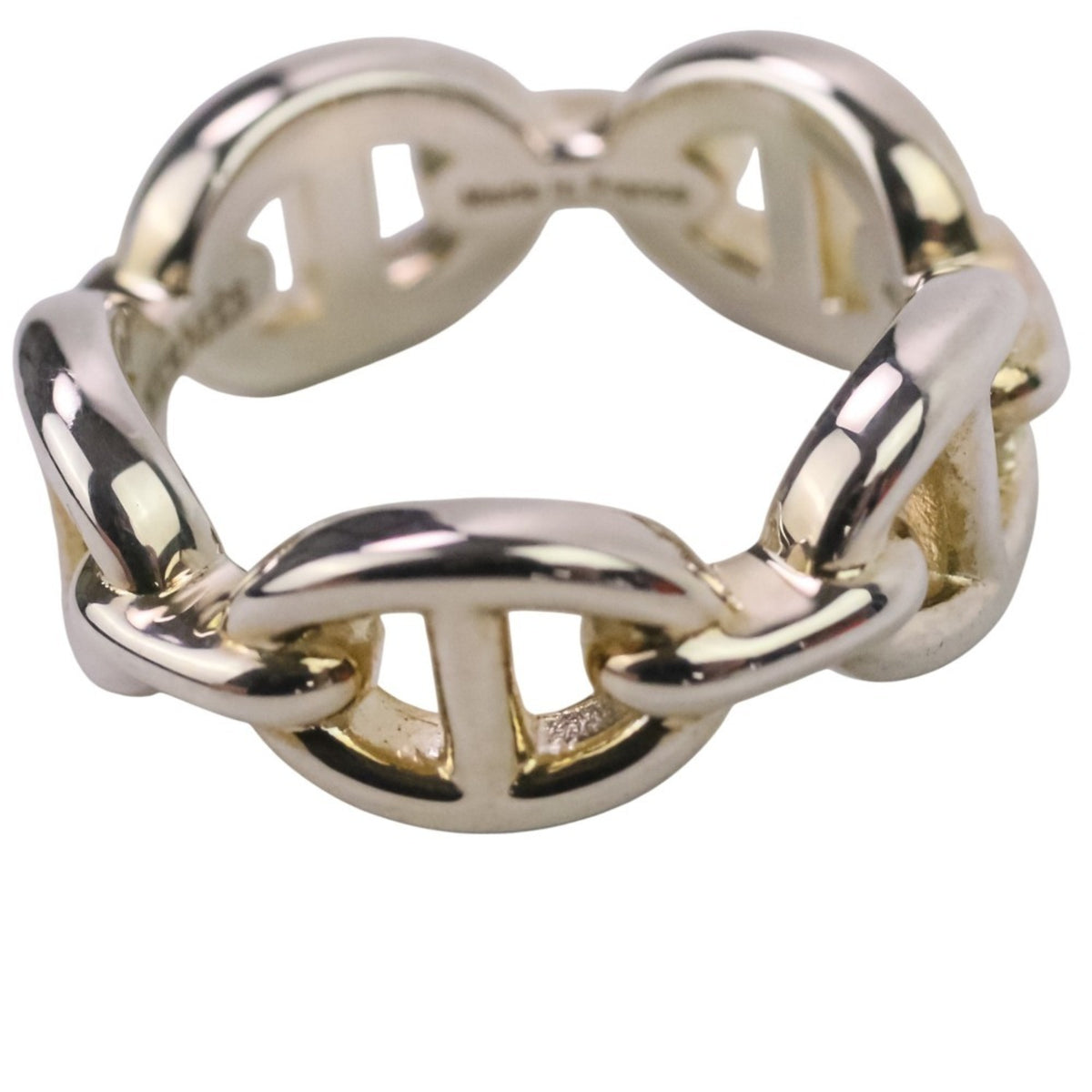 Hermes Silver Silver 925 Band Ring (Pre-Owned)