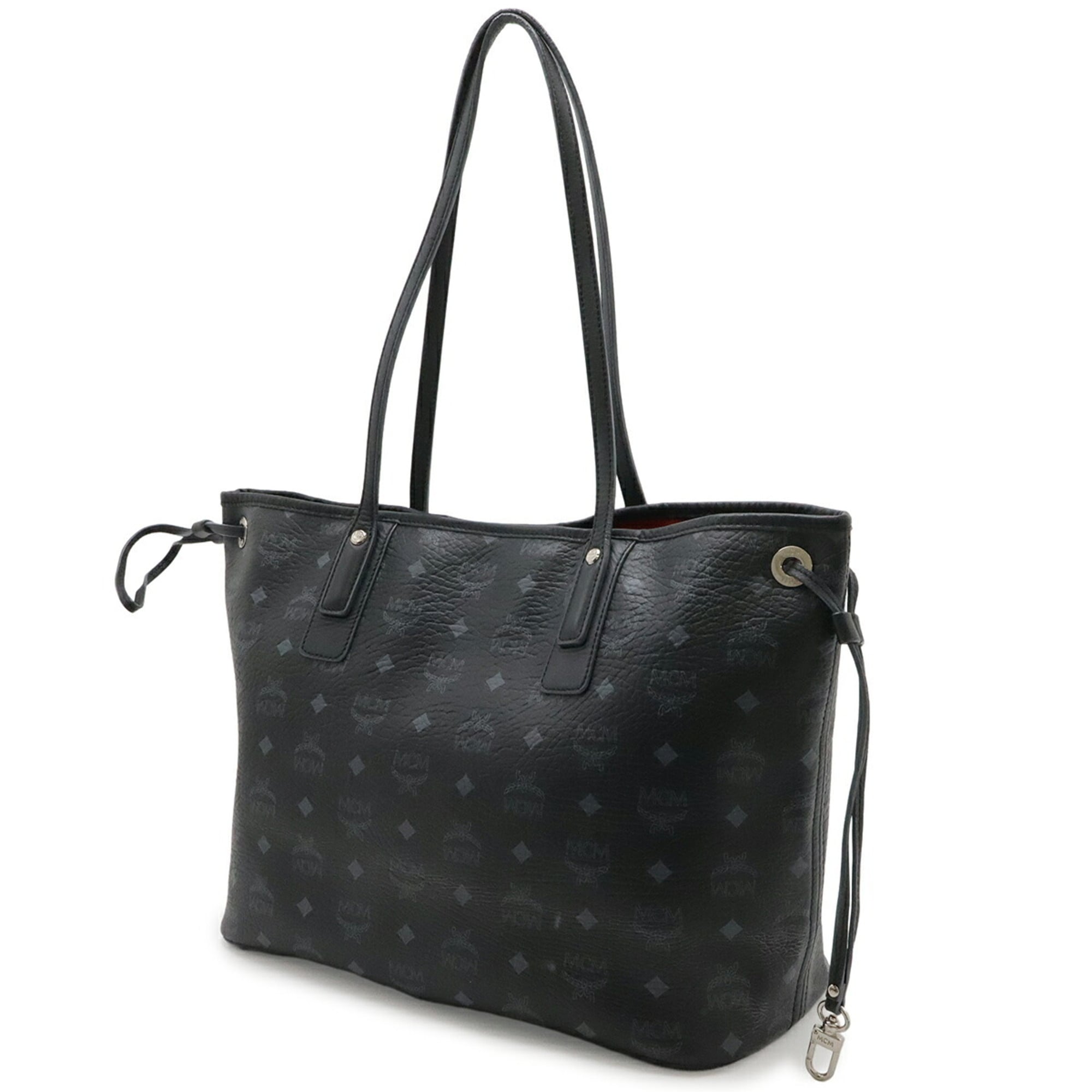 Mcm Visetos Black Gray Pvc Leather Shoulder Bag Tote Bag (Pre-Owned)