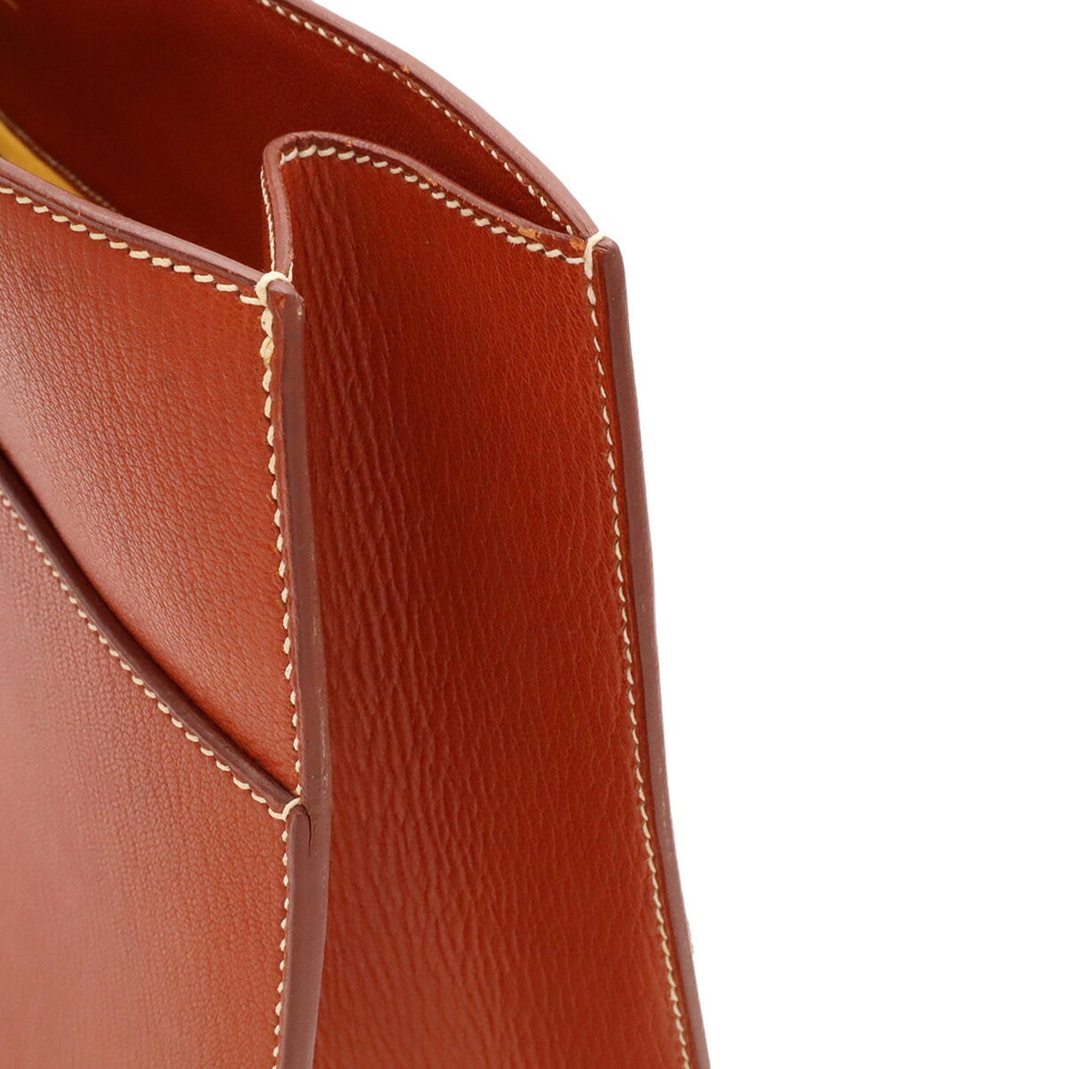 Hermes Brown Noisette White Chevre Leather Handbag (Pre-Owned)