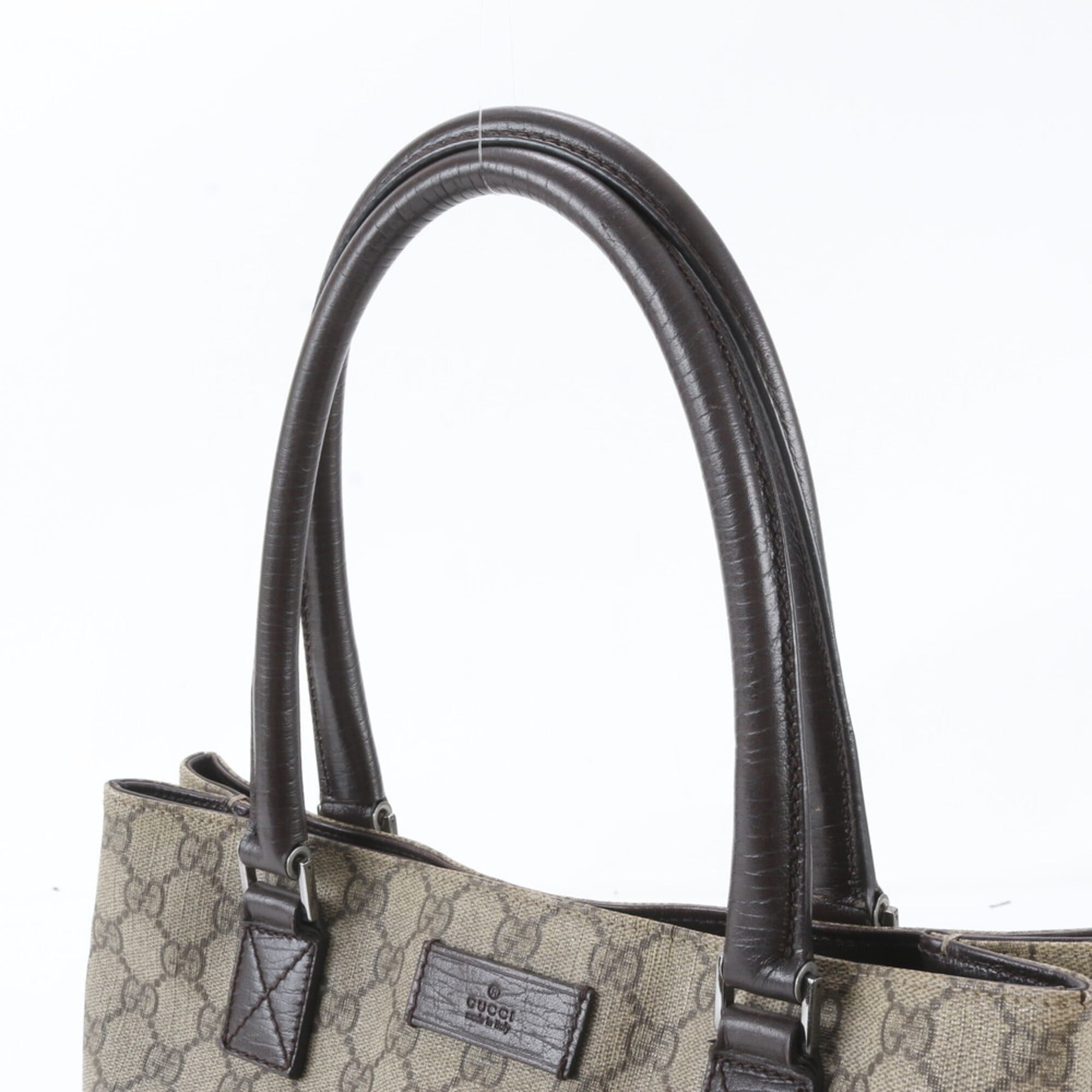 Gucci Beige Leather Coated Canvas Shoulder Bag Tote Bag (Pre-Owned)