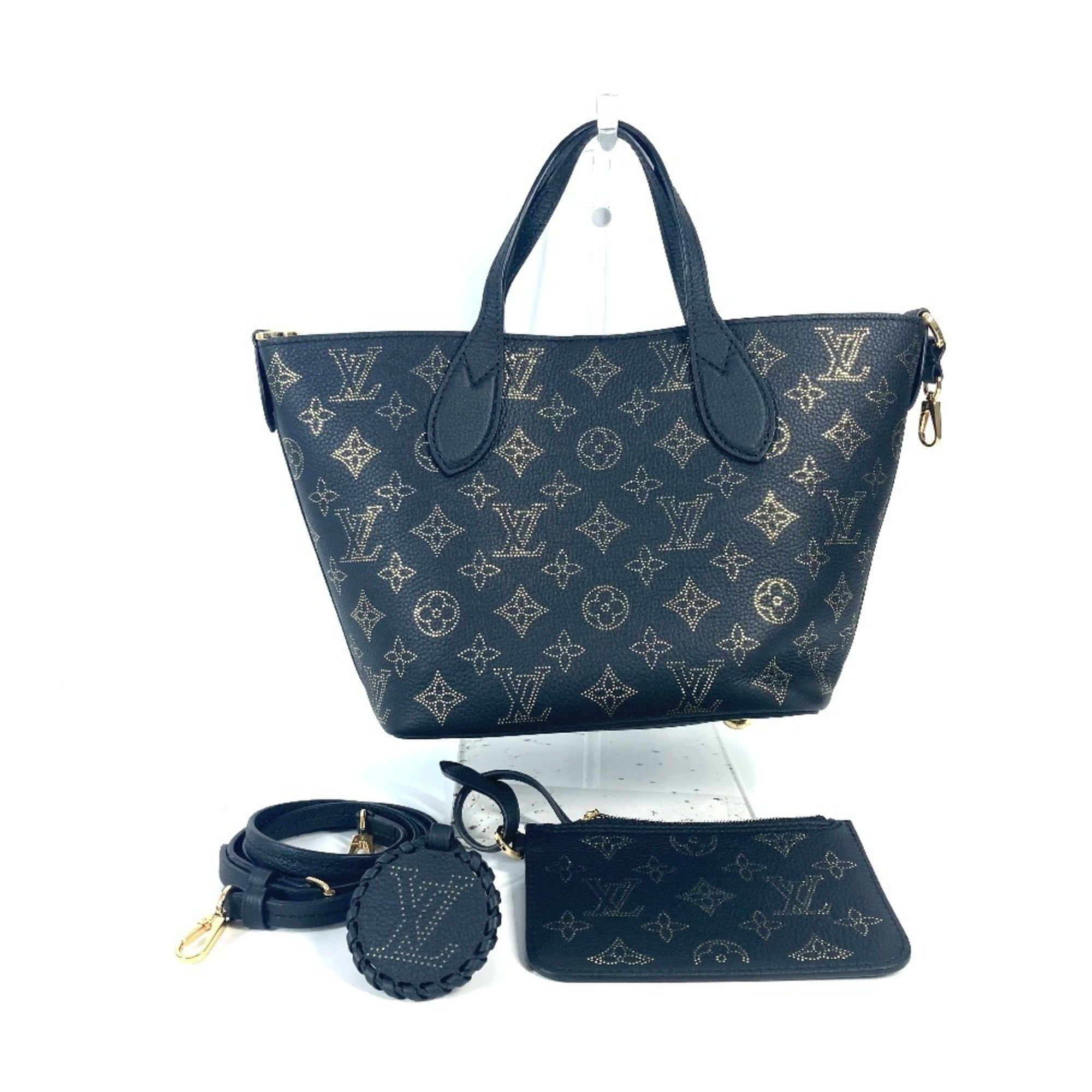 Louis Vuitton Black Blossom Gold Monogram Mahina Leather Leather Handbag Shoulder Bag Tote Bag (Pre-Owned)