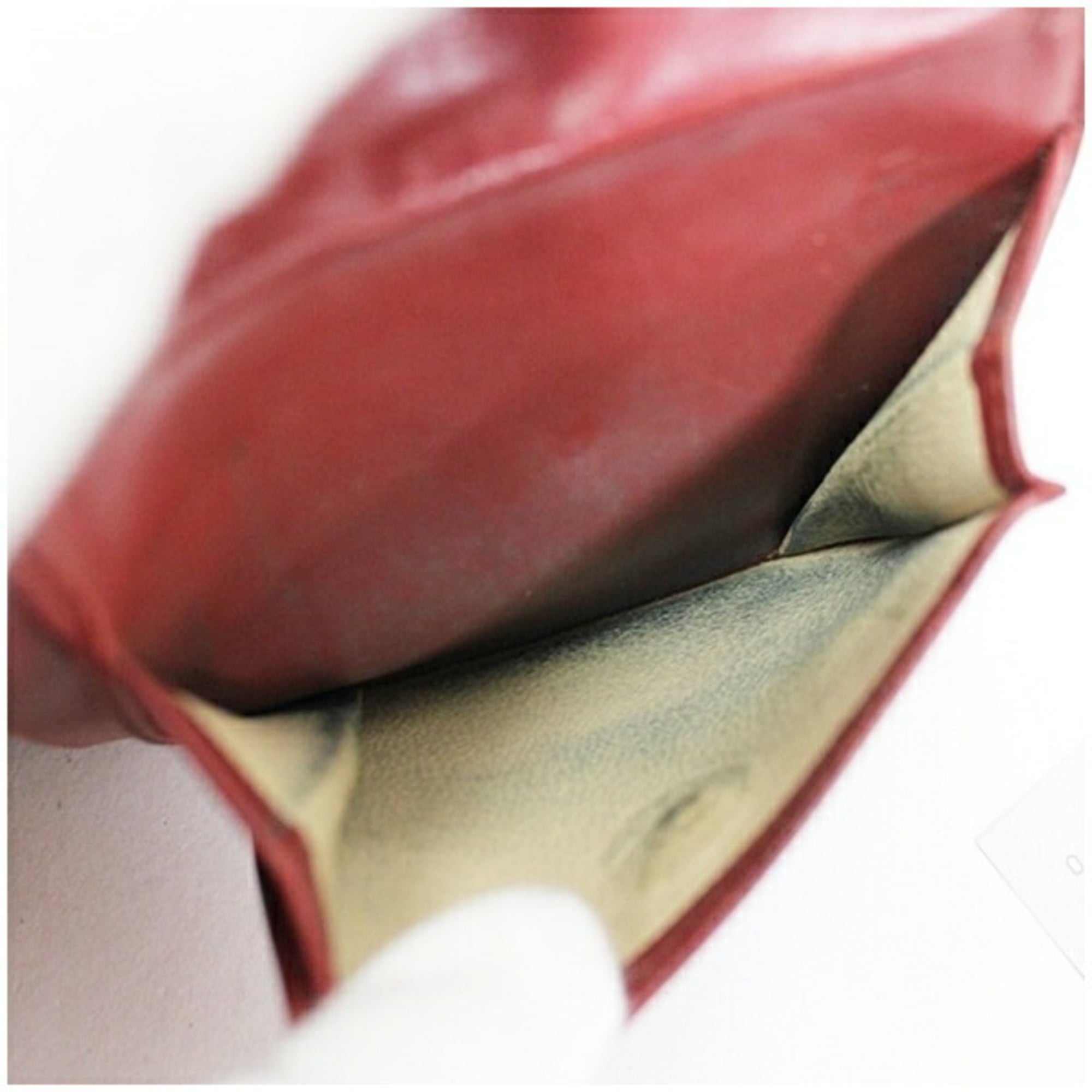 Bottega Veneta Red Color Wine Intrecciato Wallet (Bi-Fold) (Pre-Owned)