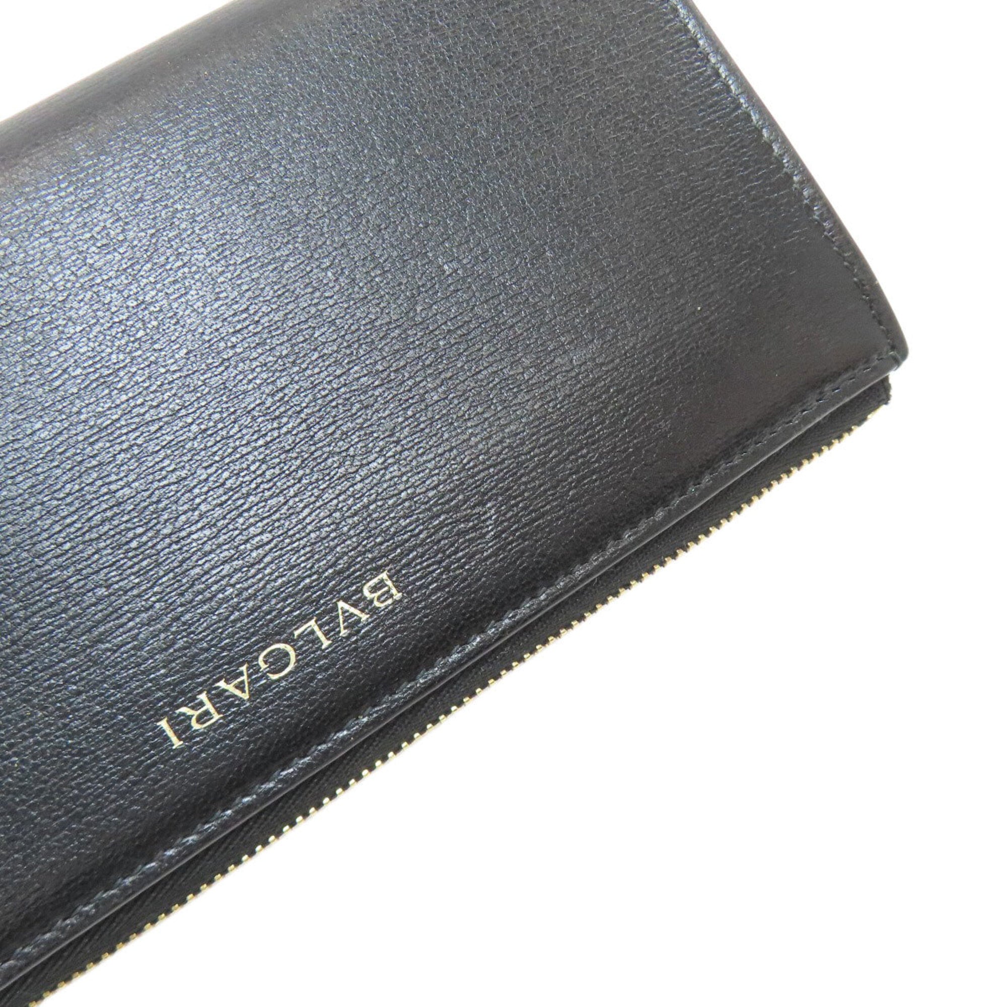 Bvlgari Black Leather Long Wallet (Bi-Fold) (Pre-Owned)