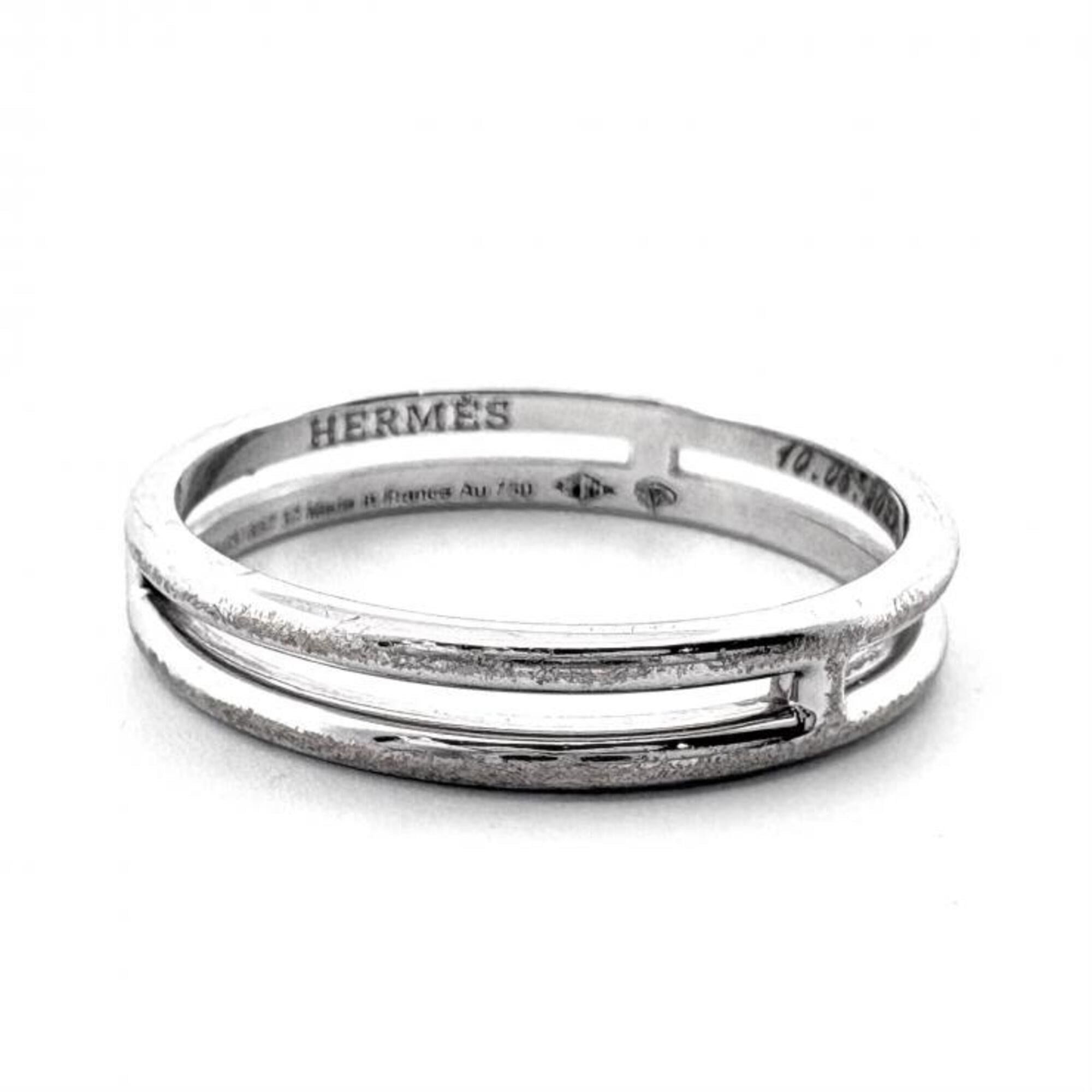 Hermes Silver White Gold (18K) Band Ring (Pre-Owned)