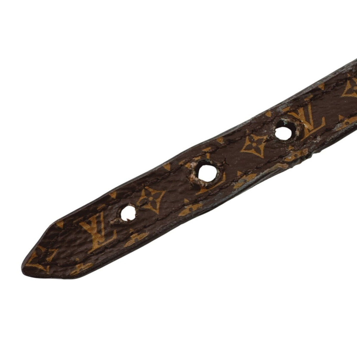 Louis Vuitton Monogram Gold Brown Leather Bangle (Pre-Owned)