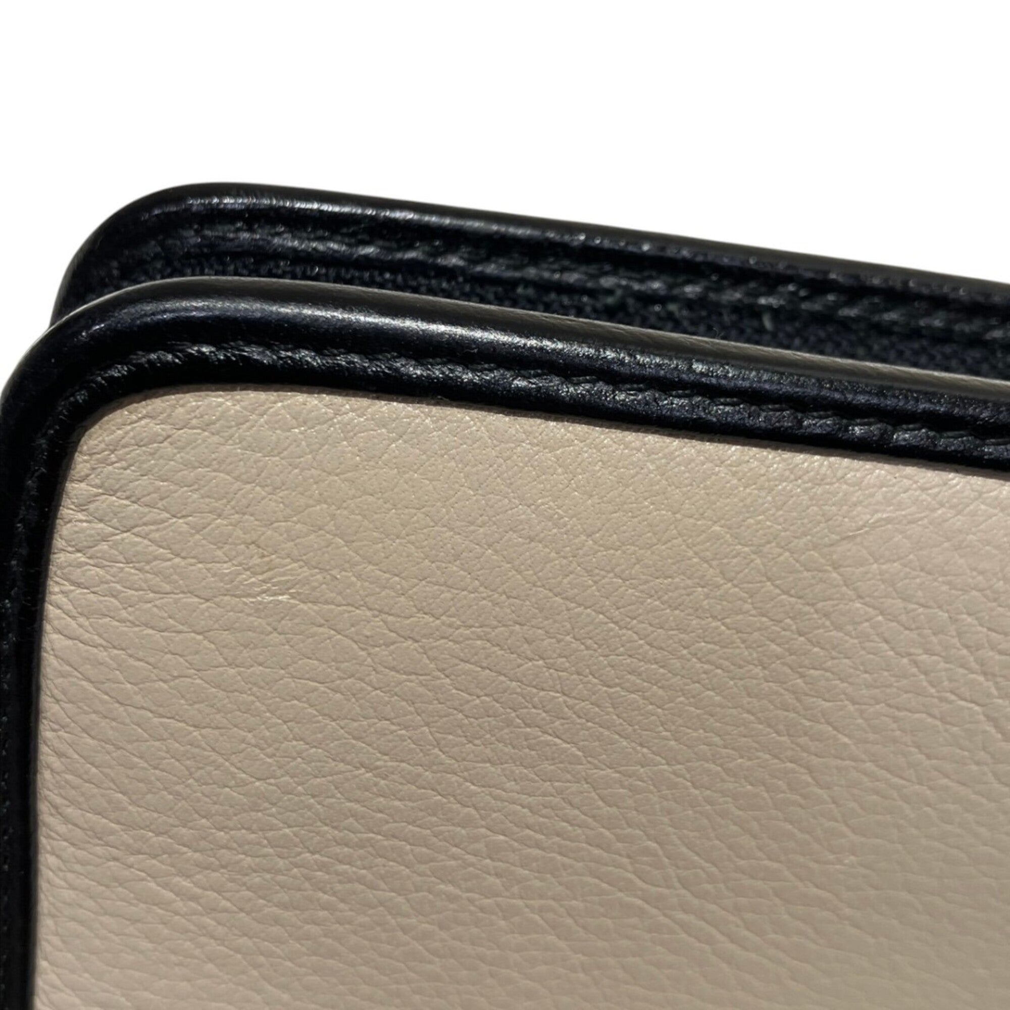 Loewe Beige Black Leather Long Wallet (Bi-Fold) (Pre-Owned)