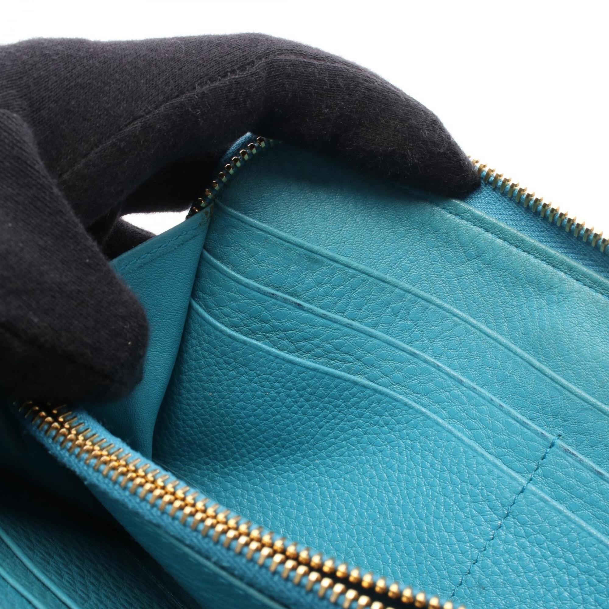 Prada Blue Leather Long Wallet (Bi-Fold) (Pre-Owned)