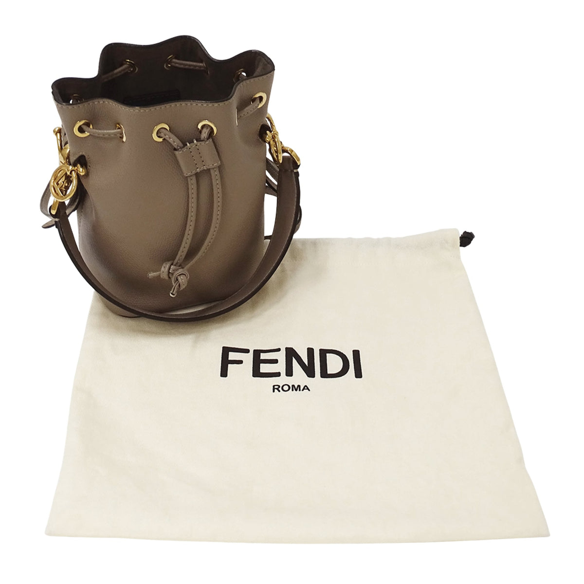 Fendi Grayish Leather Handbag Shoulder Bag (Pre-Owned)