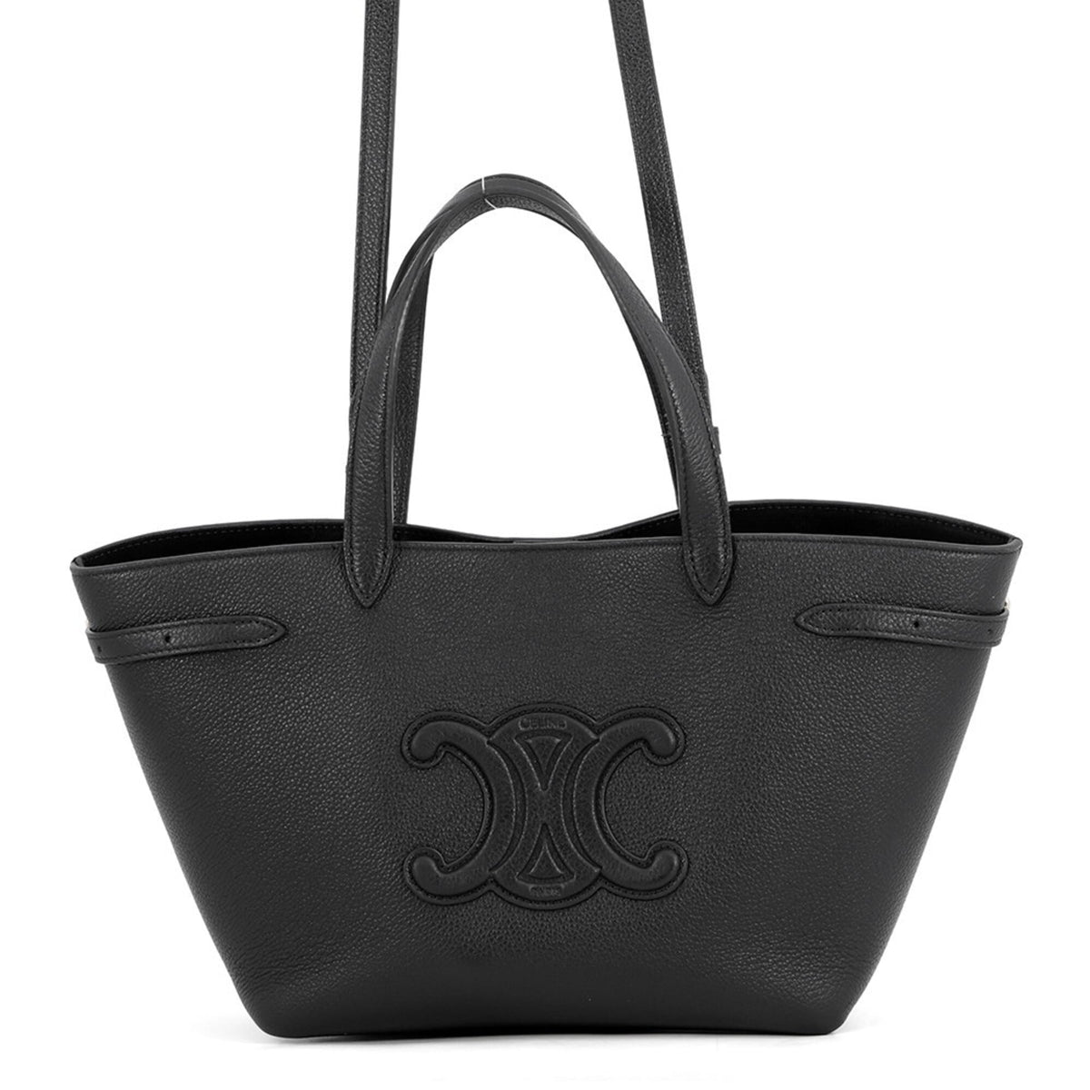 Celine Cabas Black Leather Handbag Shoulder Bag (Pre-Owned)
