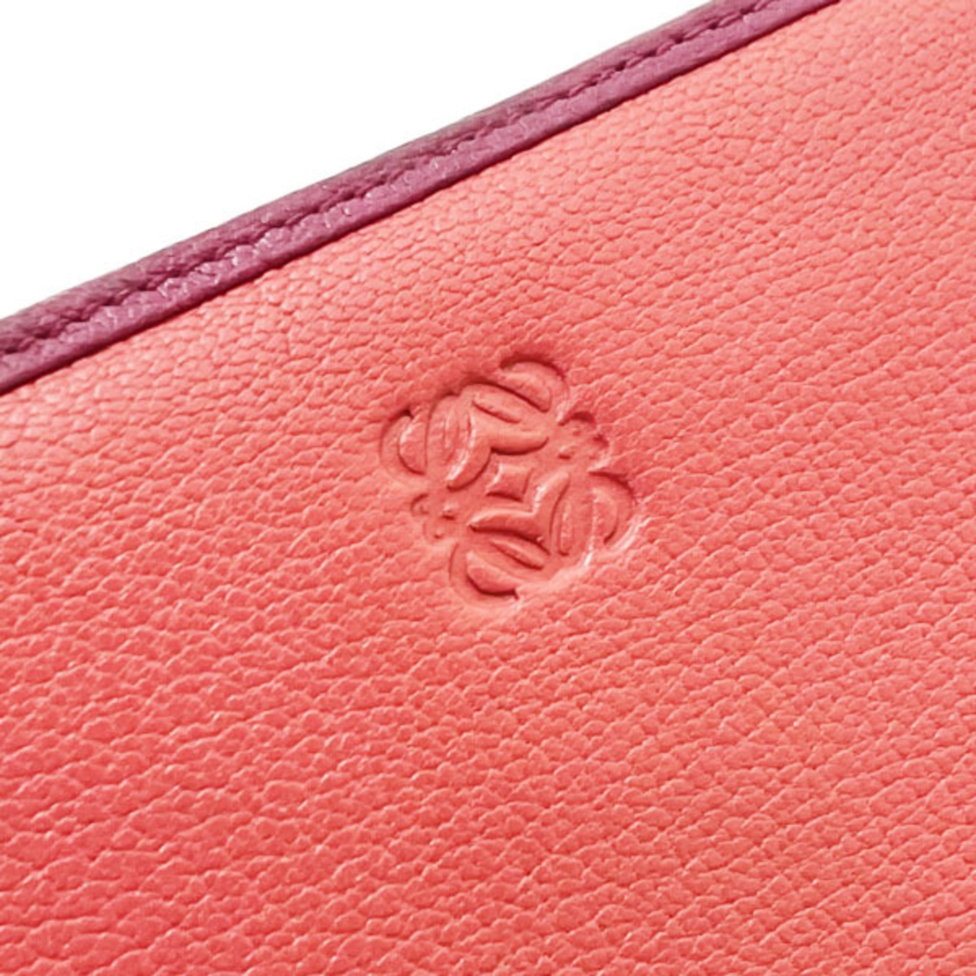 Loewe Bordeaux Coral Red Leather Coin Purse/Coin Case (Pre-Owned)