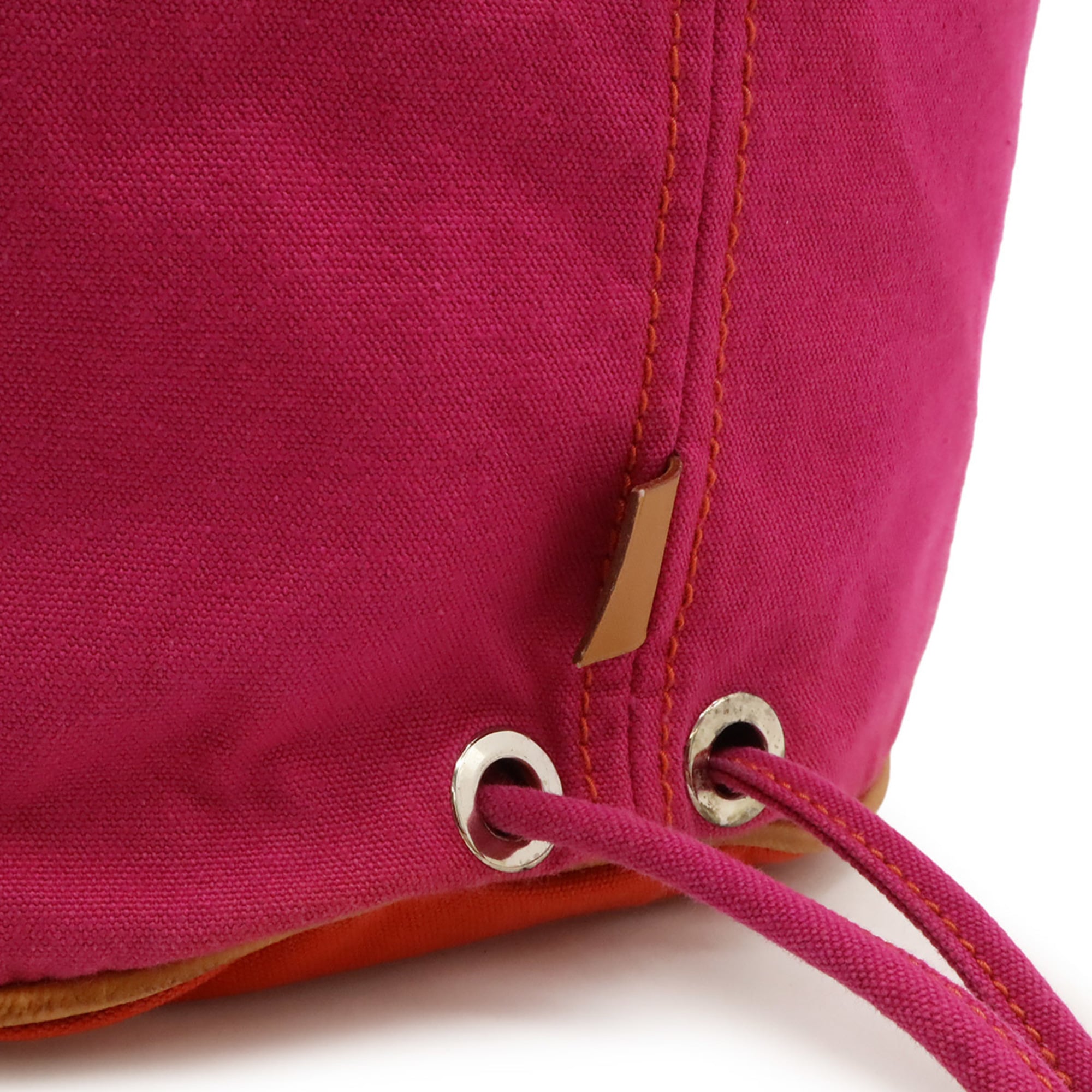 Hermes Pink Red Color Canvas Shoulder Bag (Pre-Owned)
