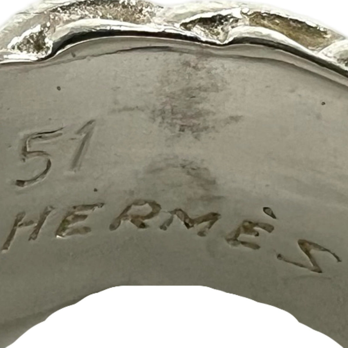Hermes Silver Silver 925 Band Ring (Pre-Owned)