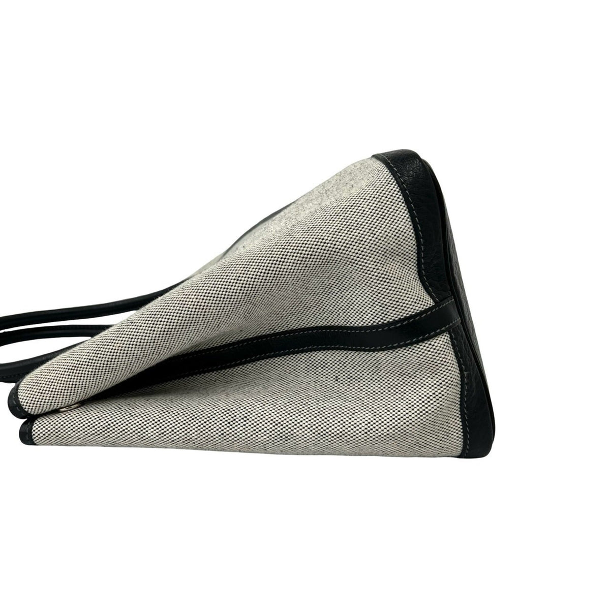 Hermes Black Gray Toile H Negonda Leather Handbag Tote Bag (Pre-Owned)