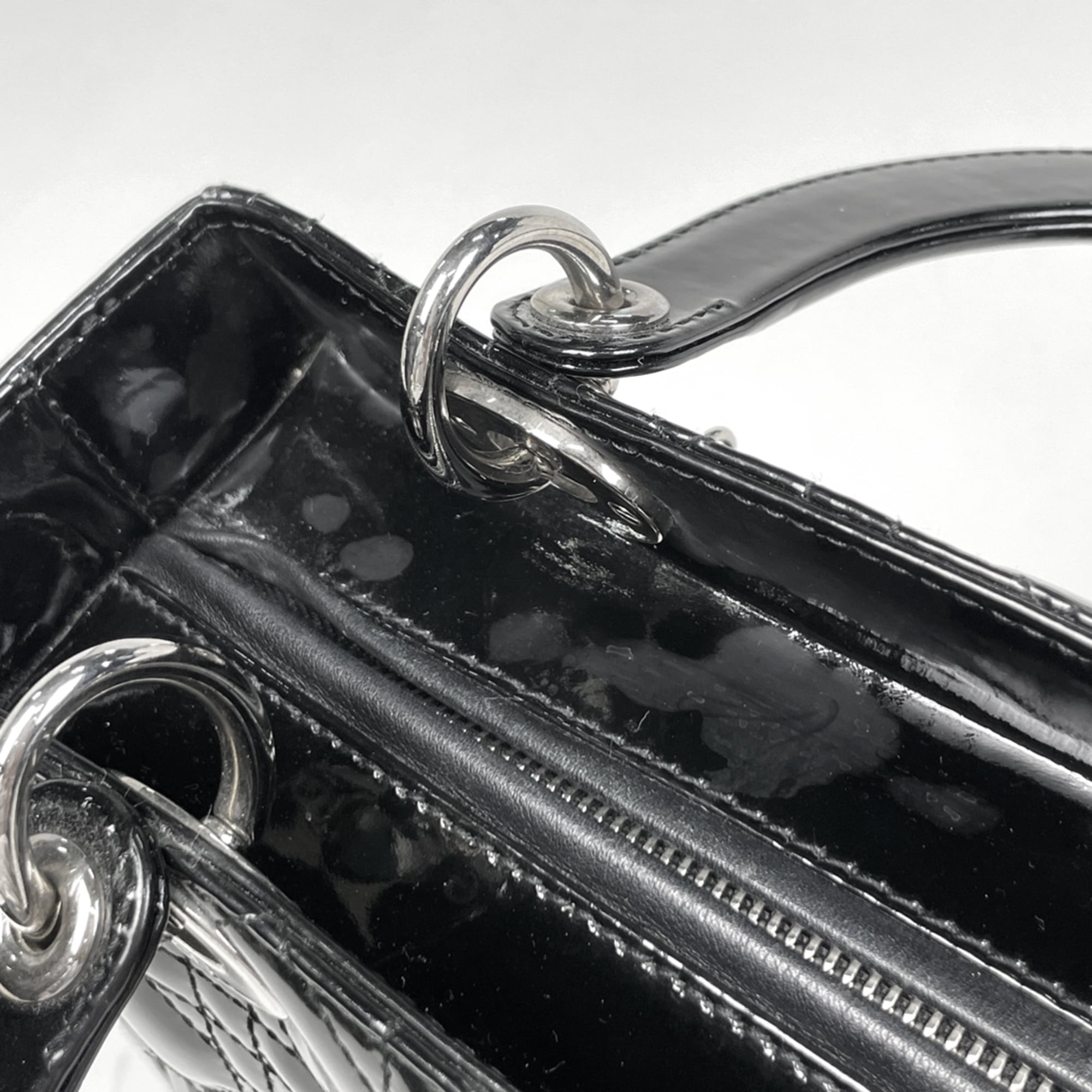 Christian Dior Lady Dior Black Patent Leather Handbag (Pre-Owned)