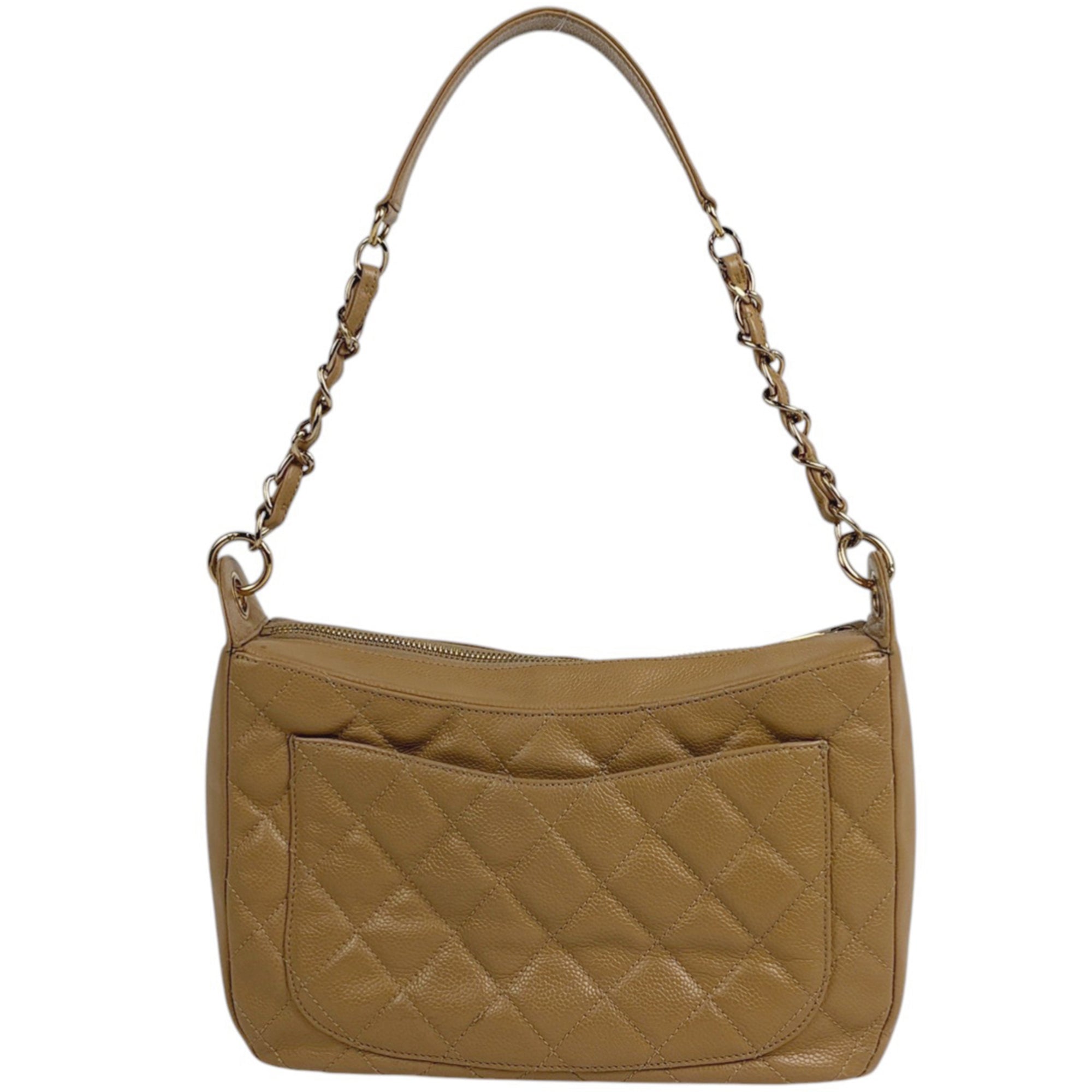 Chanel Matelasse Beige Grained Calfskin Shoulder Bag (Pre-Owned)