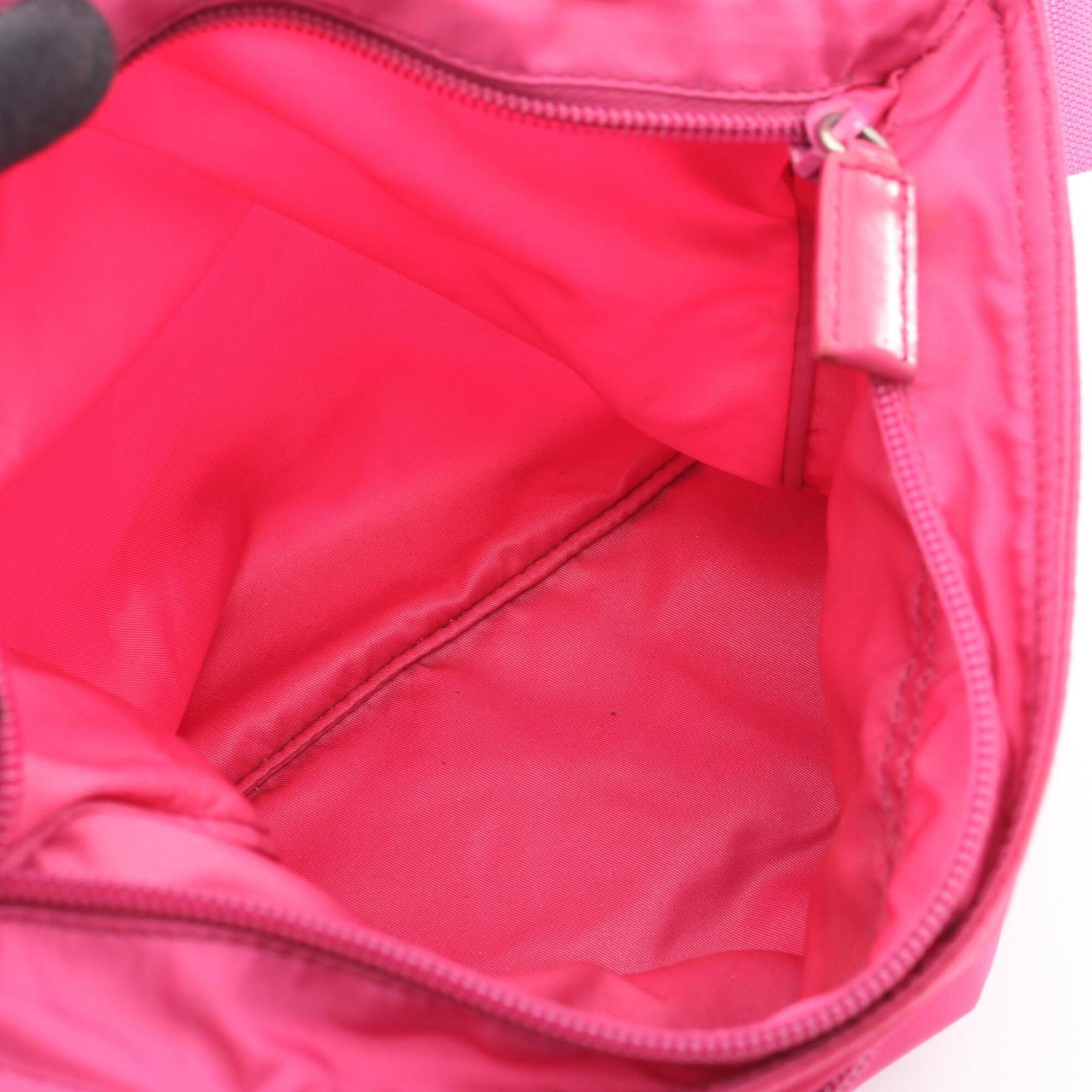 Prada Pink Leather Nylon Handbag Shoulder Bag (Pre-Owned)