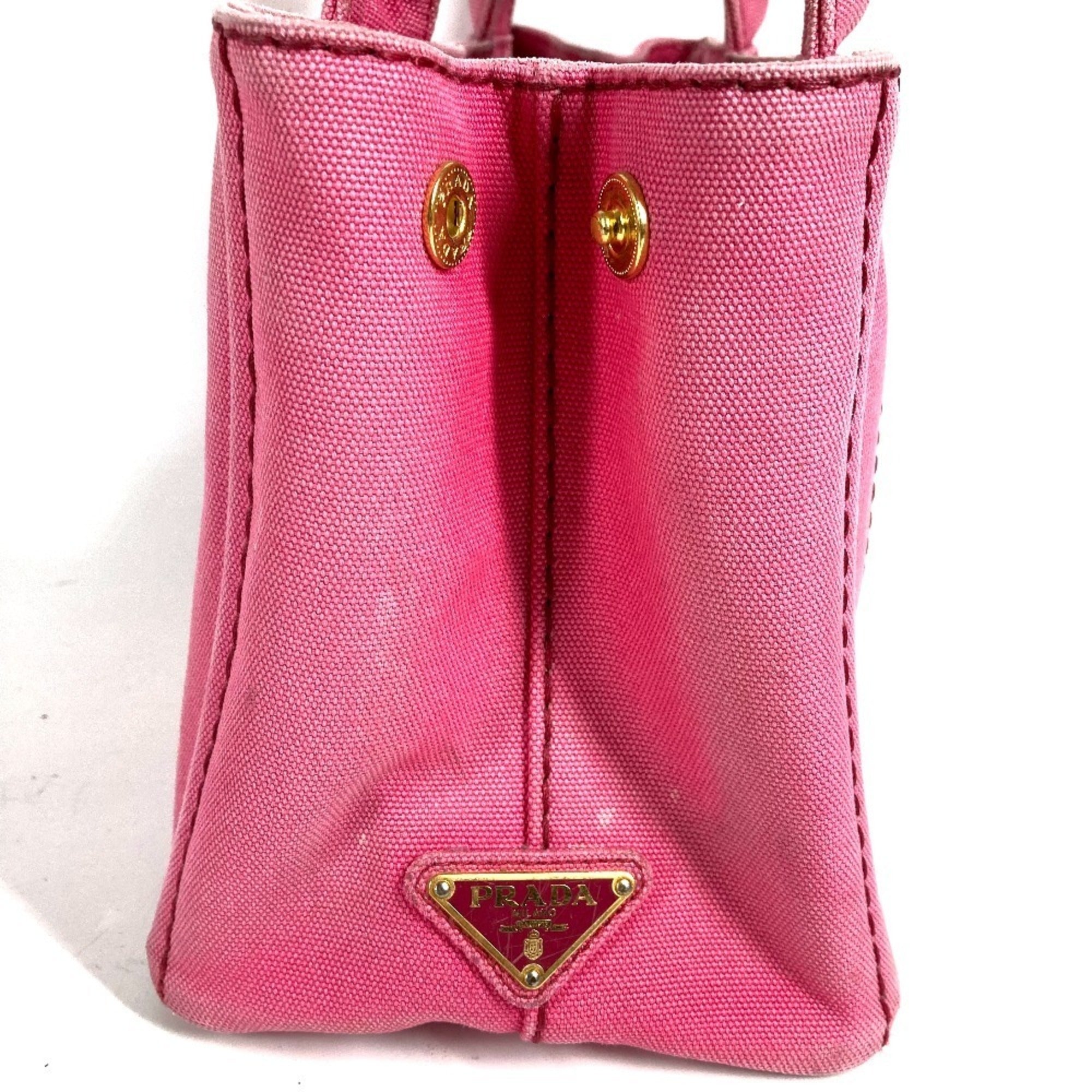 Prada Canapa Pink Canvas Handbag Shoulder Bag Tote Bag (Pre-Owned)