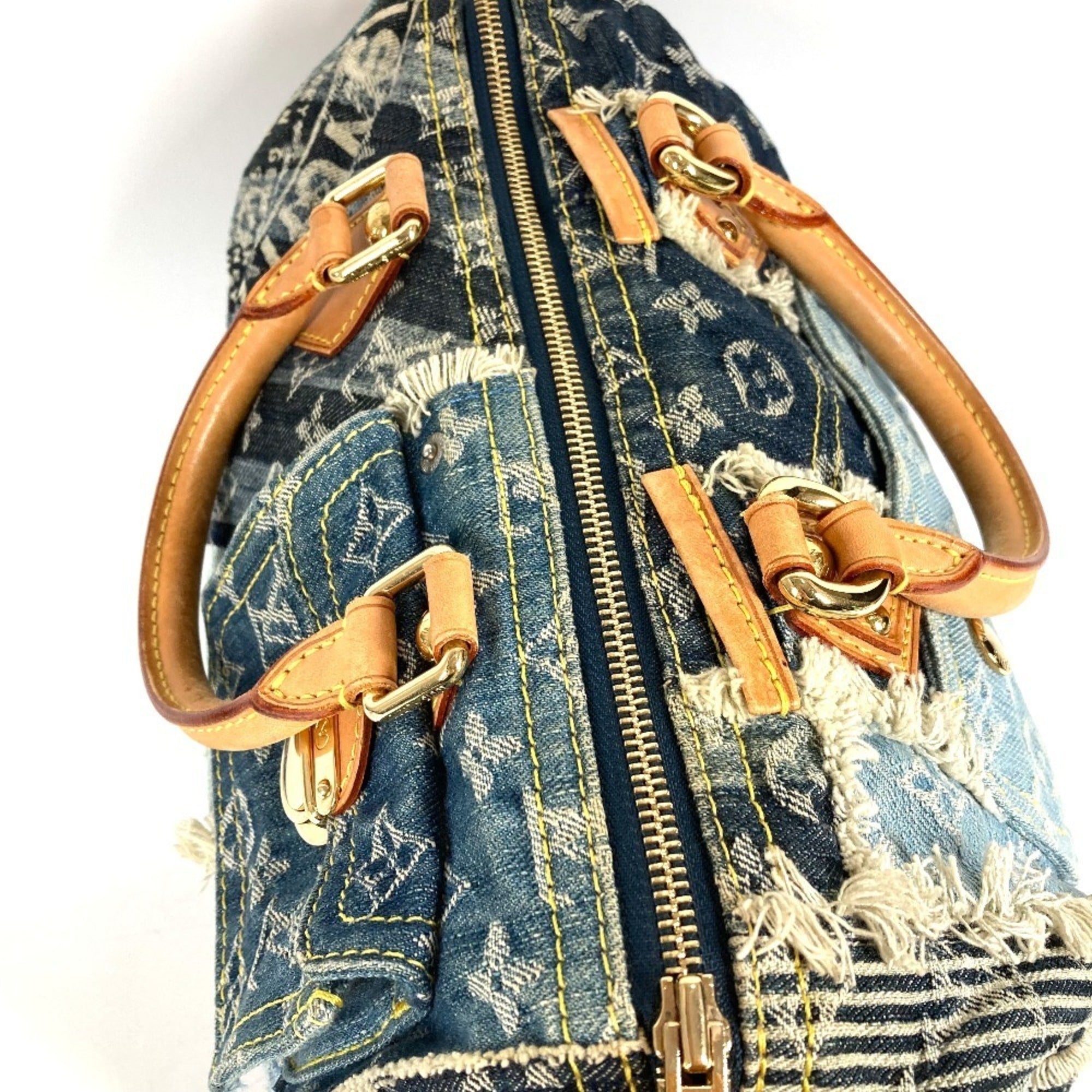 Louis Vuitton Blue Monogram Denim Canvas Boston Bag Handbag (Pre-Owned)