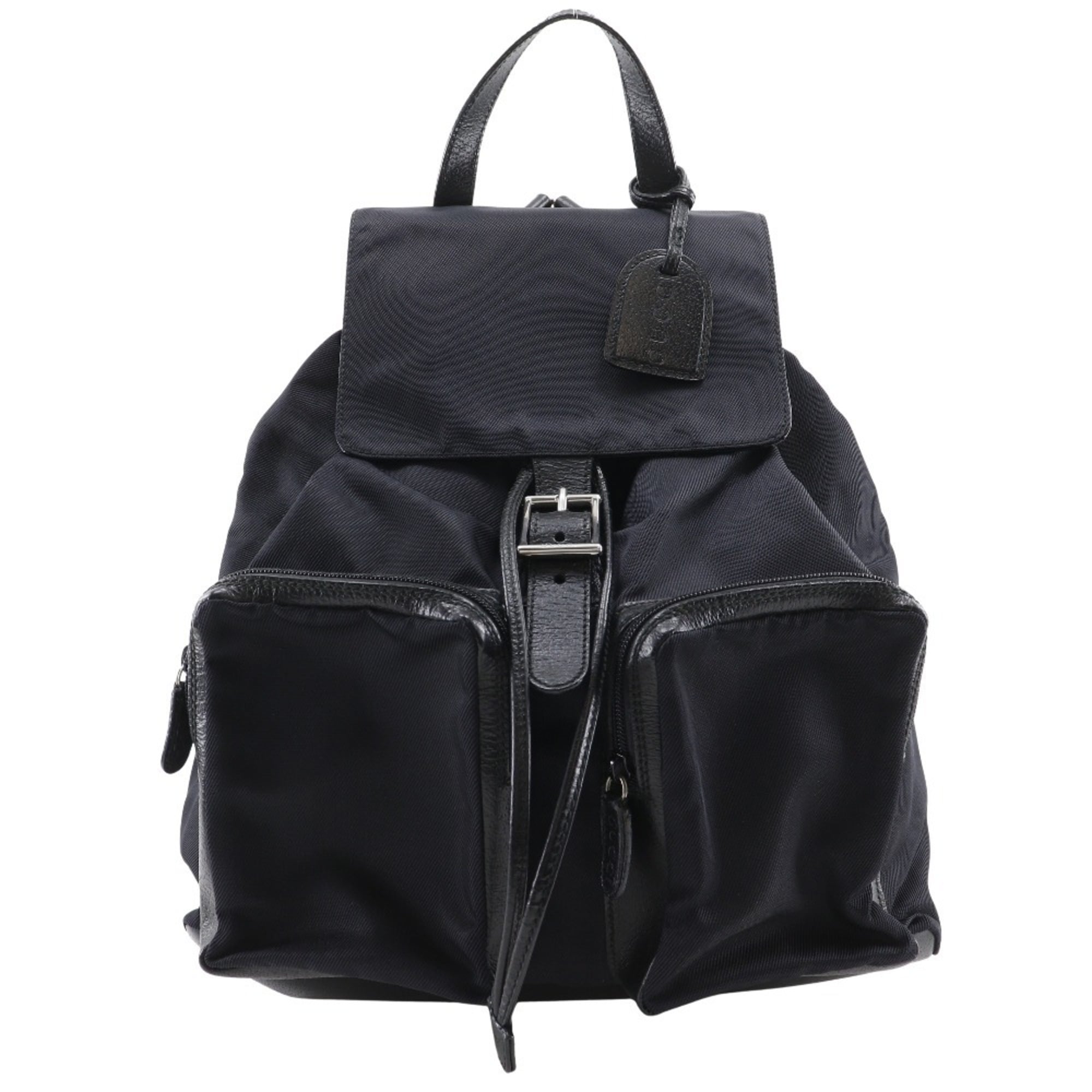 Gucci Black Nylon Canvas Leather Backpack (Pre-Owned)