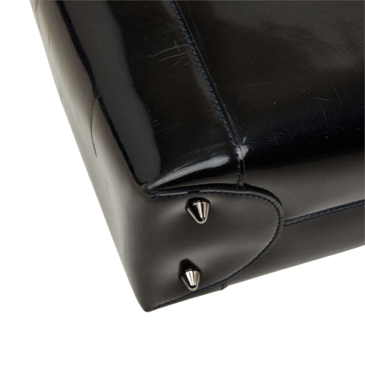 Christian Dior Navy Patent Leather Handbag Shoulder Bag (Pre-Owned)