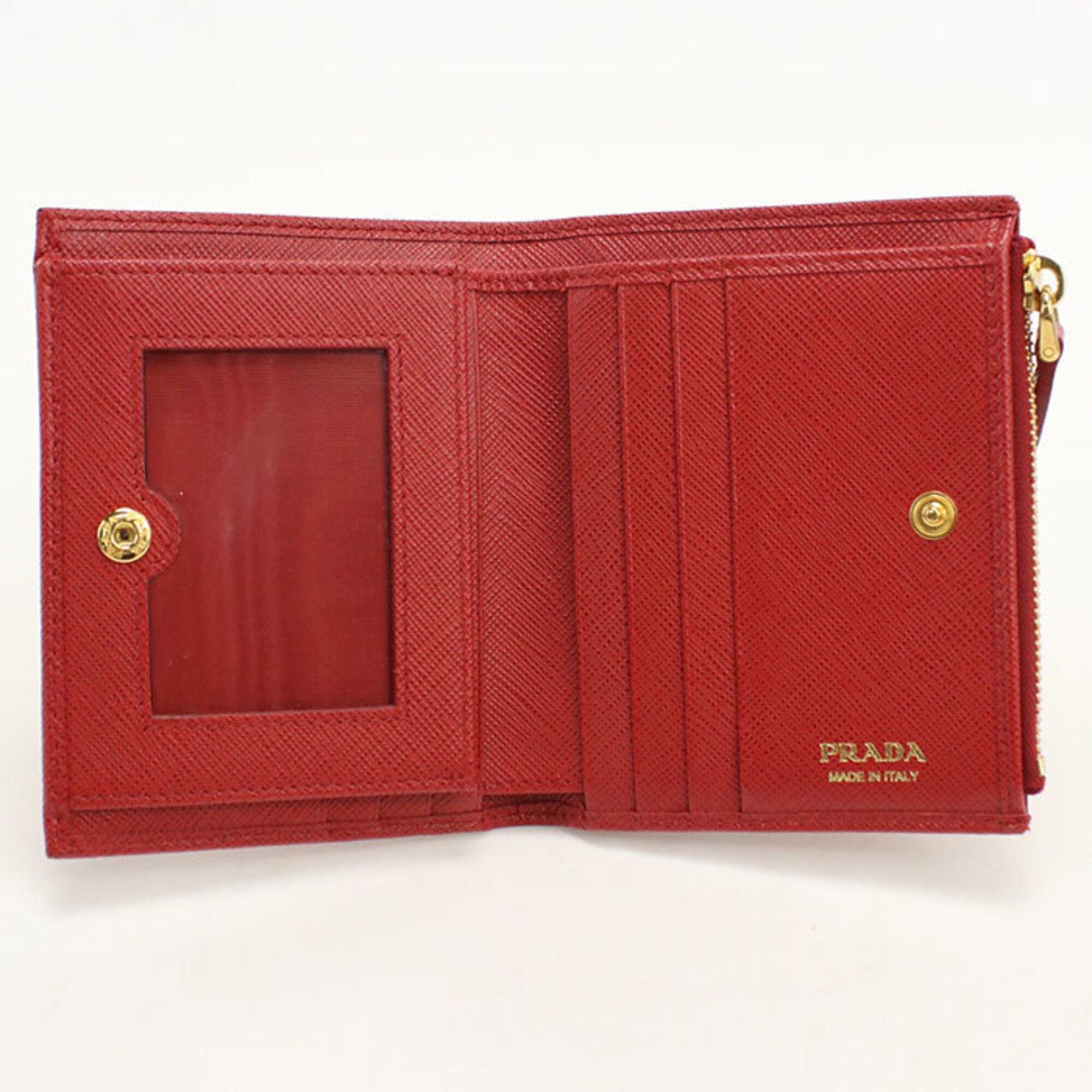 Prada Red Color Leather Wallet (Bi-Fold) (Pre-Owned)