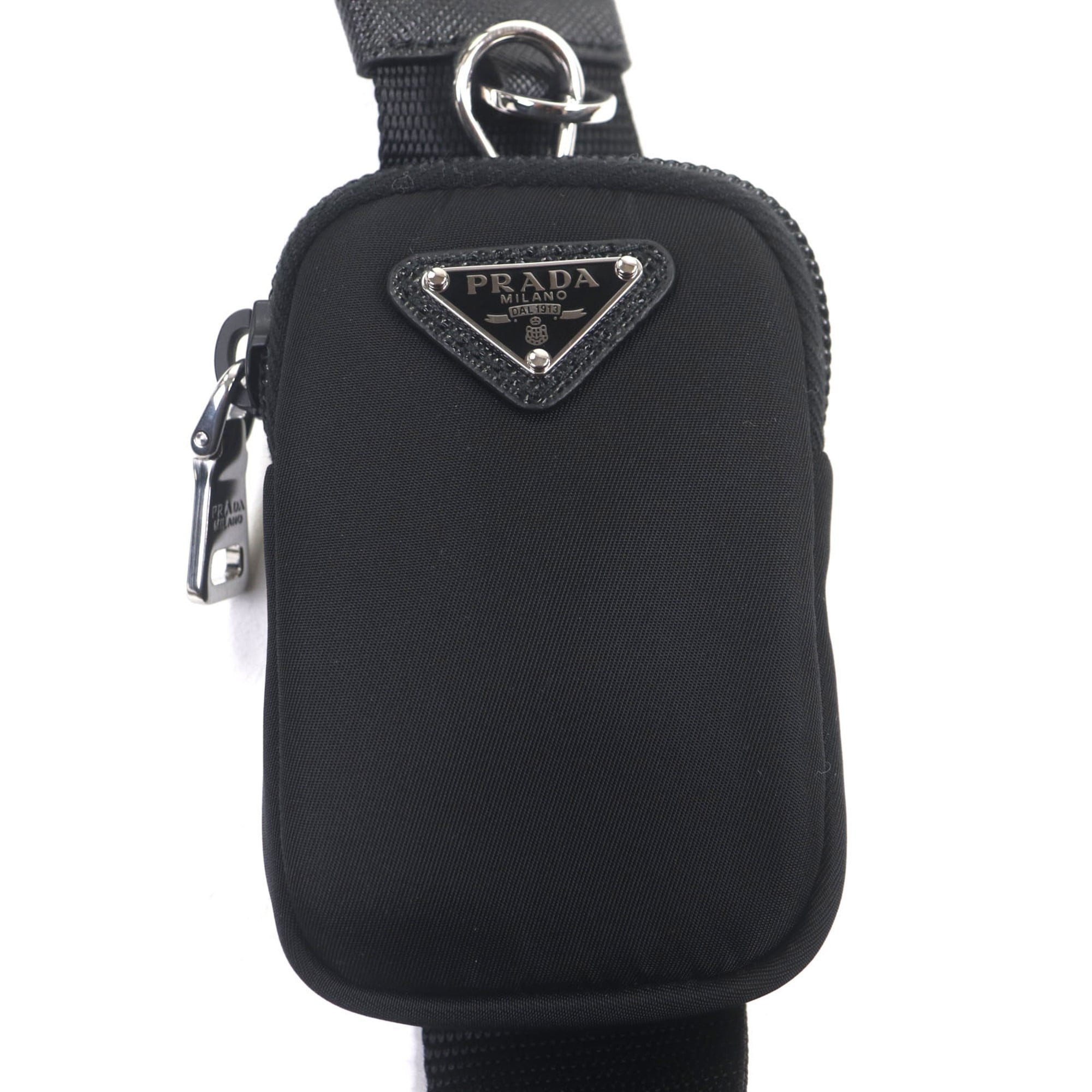 Prada Black Nylon Saffiano Triangle Pouch Shoulder Bag (Pre-Owned)
