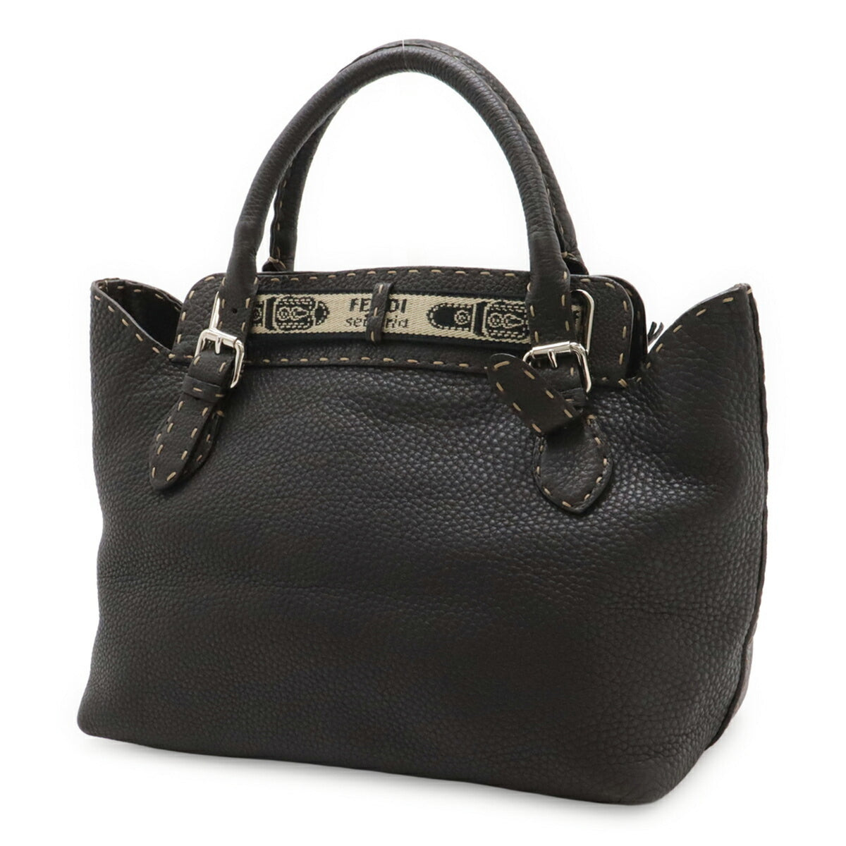 Fendi Selleria Dark Brown Leather Handbag (Pre-Owned)