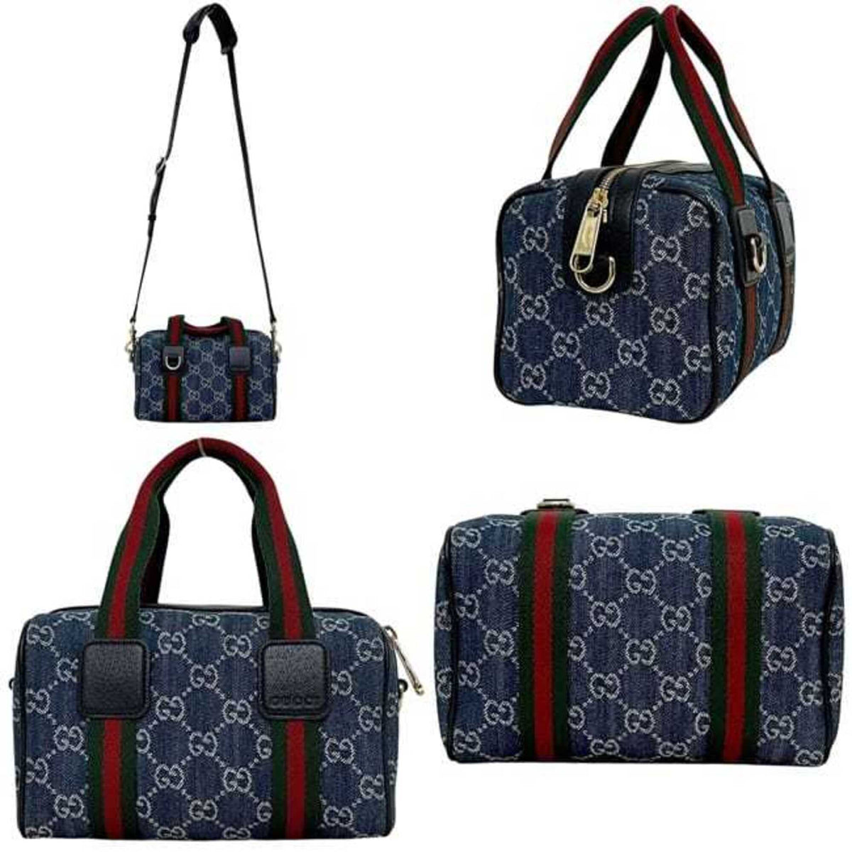 Gucci Blue Denim Canvas Boston Bag Shoulder Bag (Pre-Owned)
