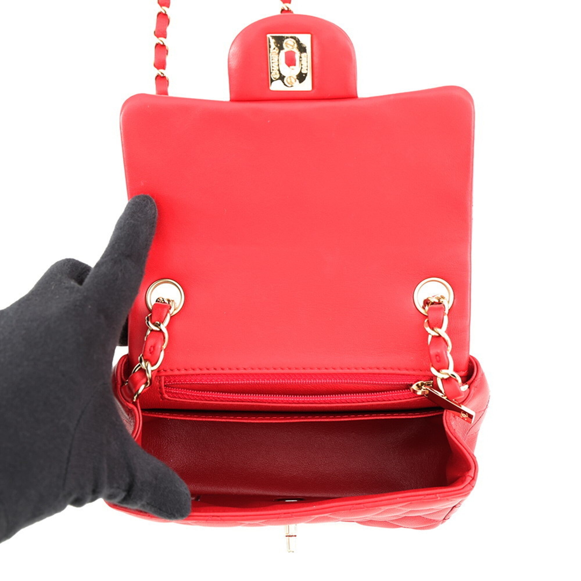 Chanel Matelasse Red Color Leather Handbag Shoulder Bag (Pre-Owned)