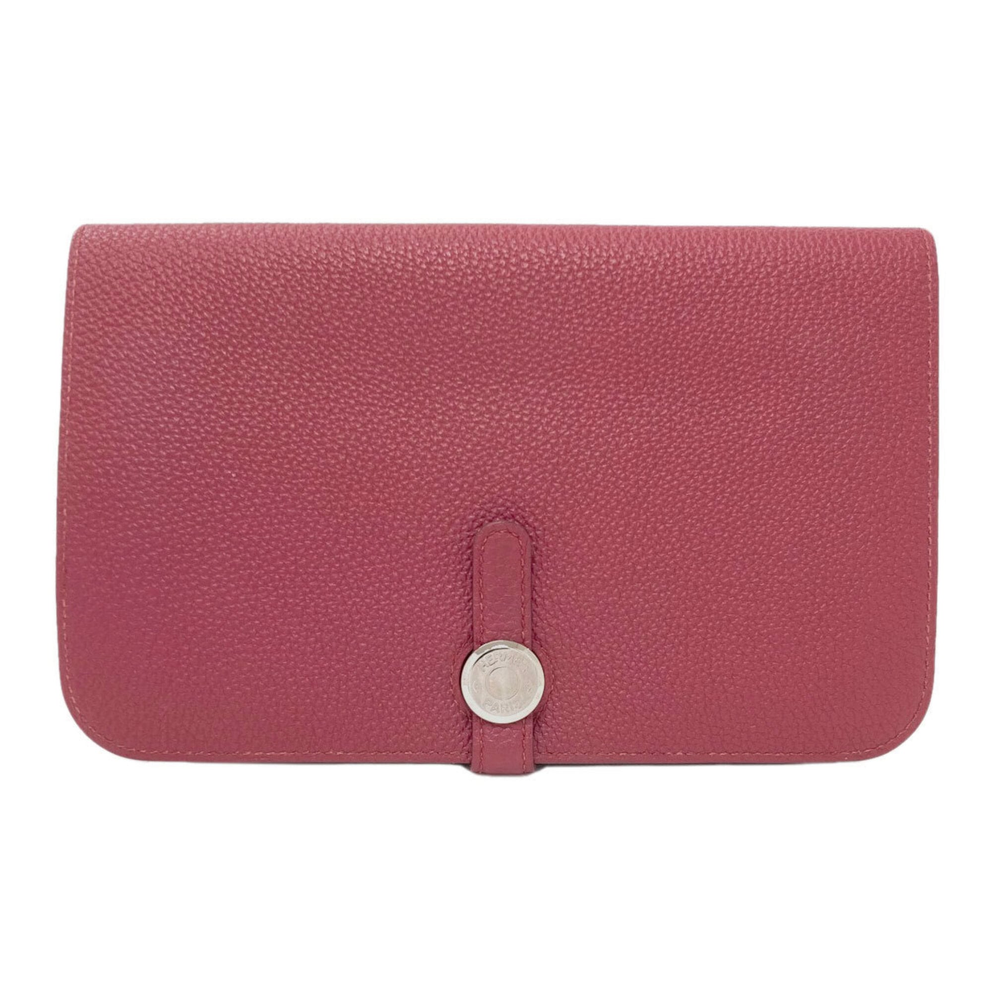 Hermes Red Color Togo Leather Long Wallet (Bi-Fold) (Pre-Owned)