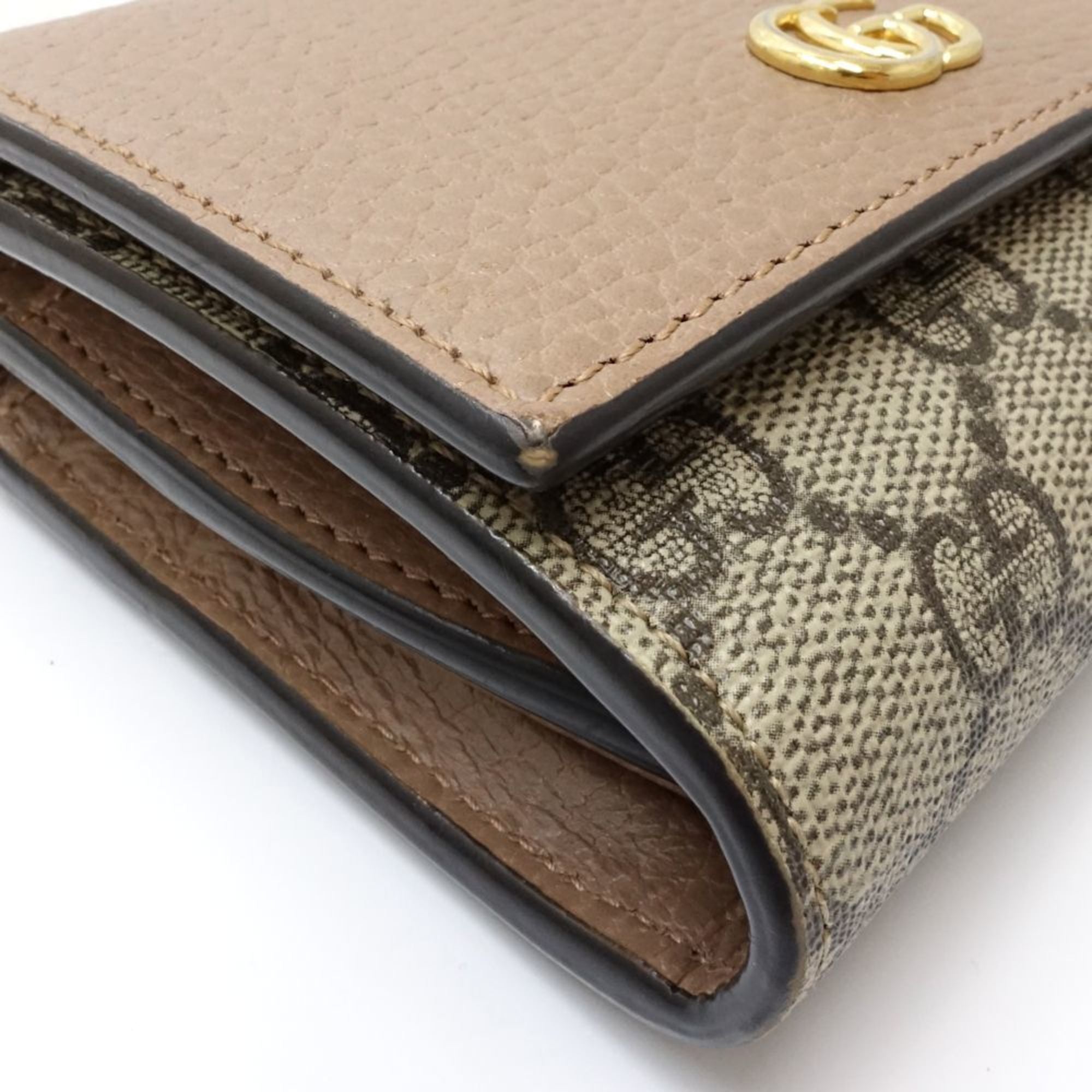 Gucci Beige Pink Beige Canvas Leather Wallet (Bi-Fold) (Pre-Owned)