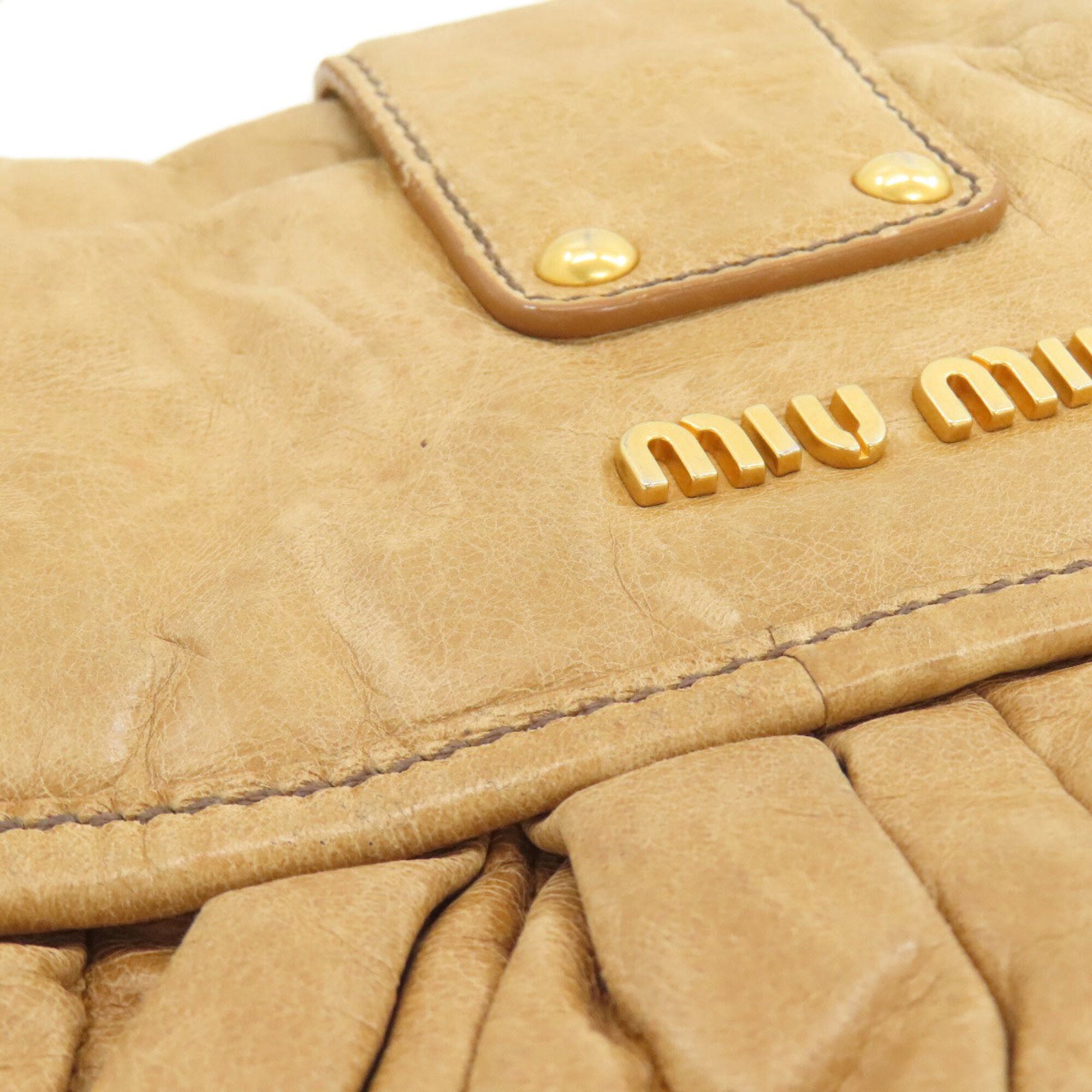 Miu Miu Beige Leather Tote Bag (Pre-Owned)