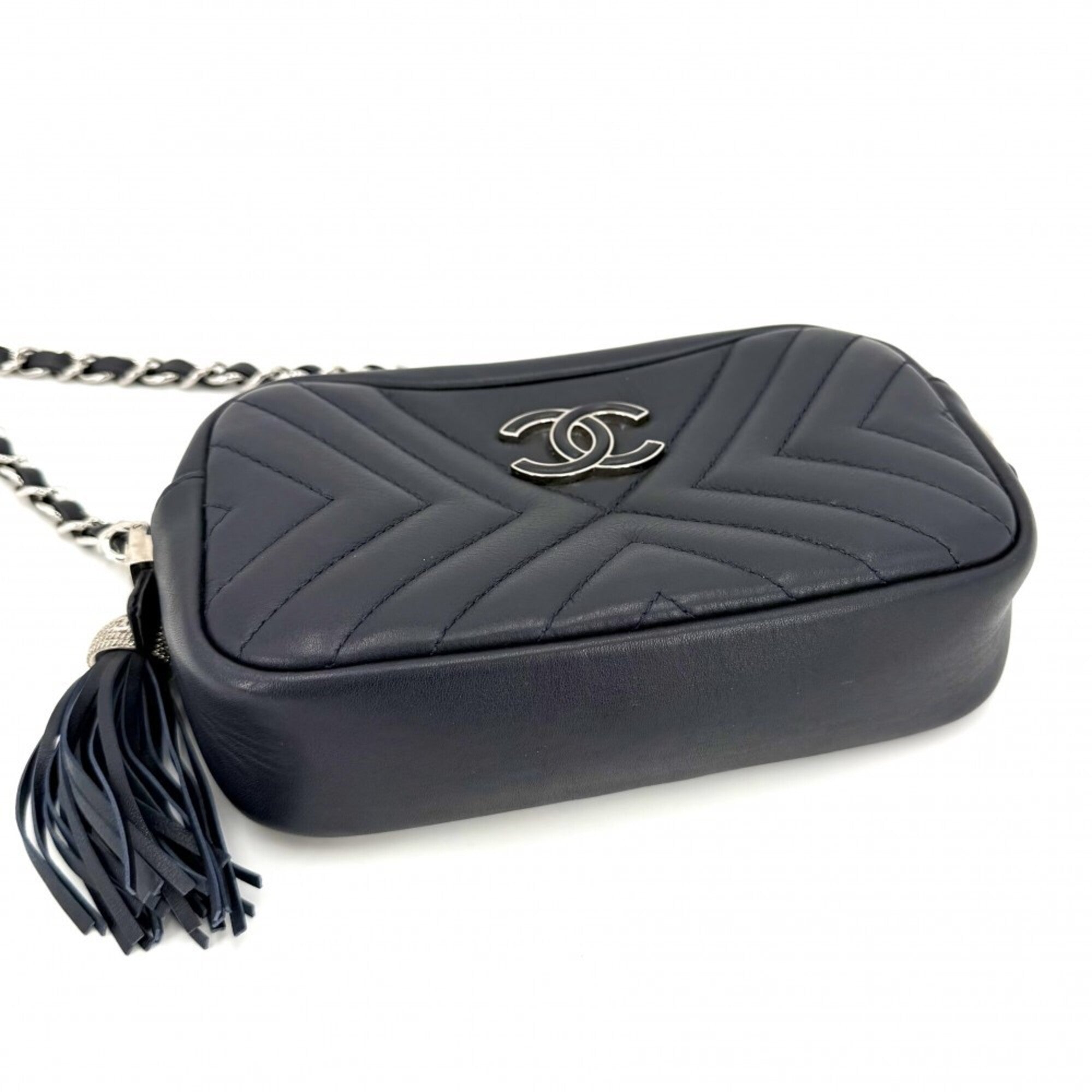 Chanel Navy Leather Shoulder Bag (Pre-Owned)