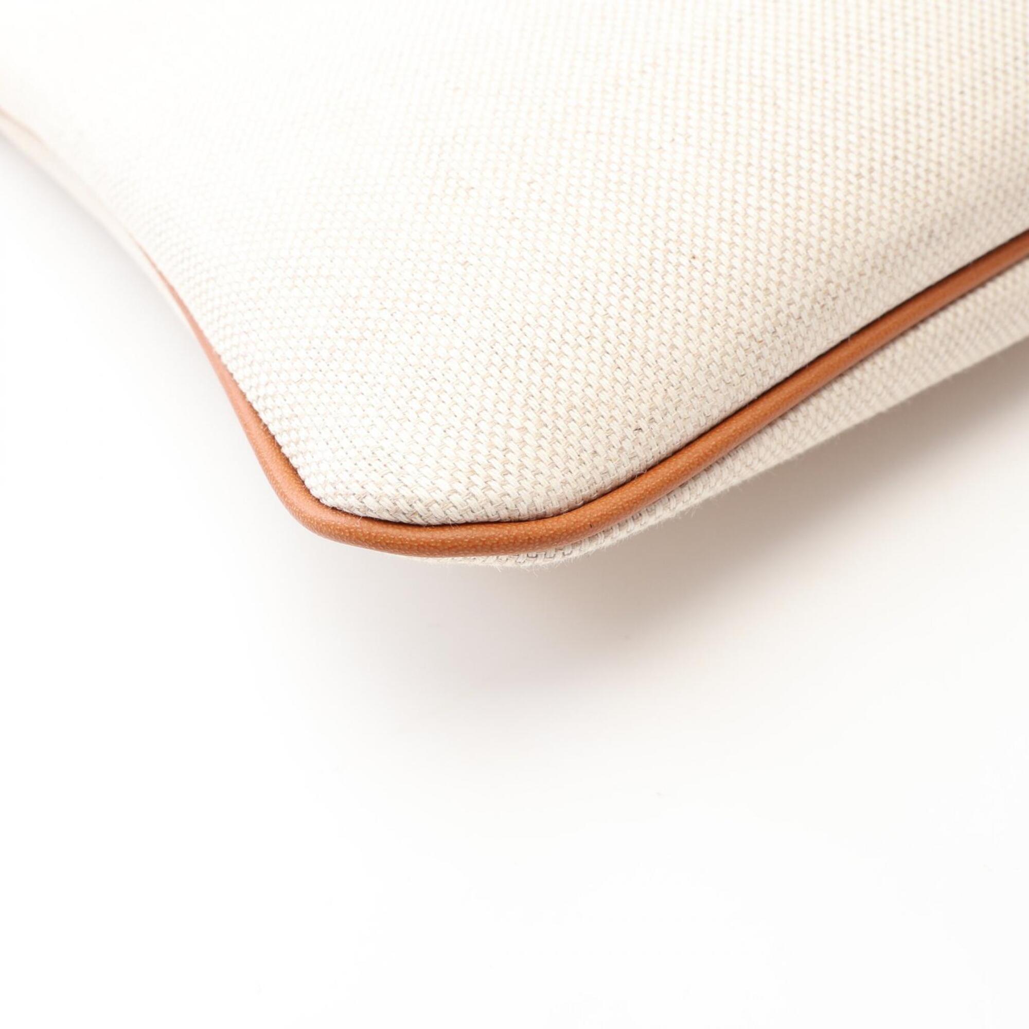 Gucci Brown Ivory Canvas Leather Clutch Bag (Pre-Owned)