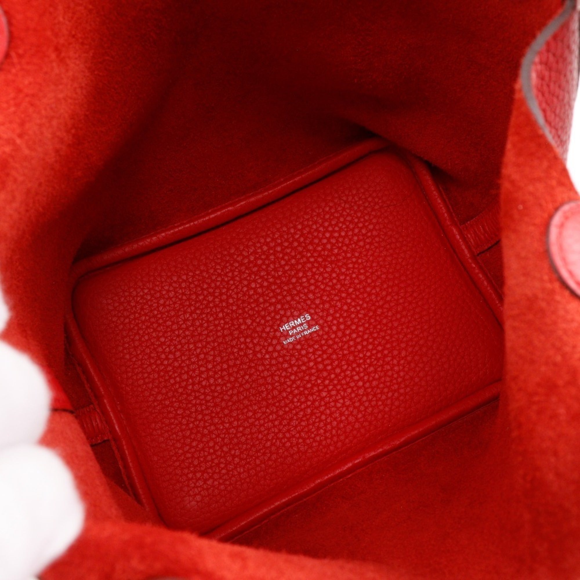 Hermes Picotin Red Color Taurillon Clemence Leather Handbag (Pre-Owned)