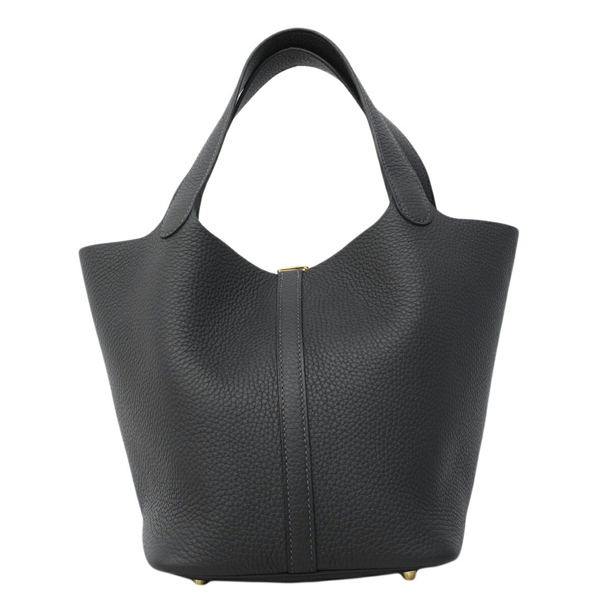 Hermes Gray Taurillon Clemence Leather Handbag (Pre-Owned)
